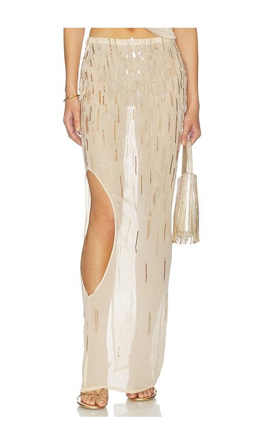 may mashiah florence skirt in metallic gold.