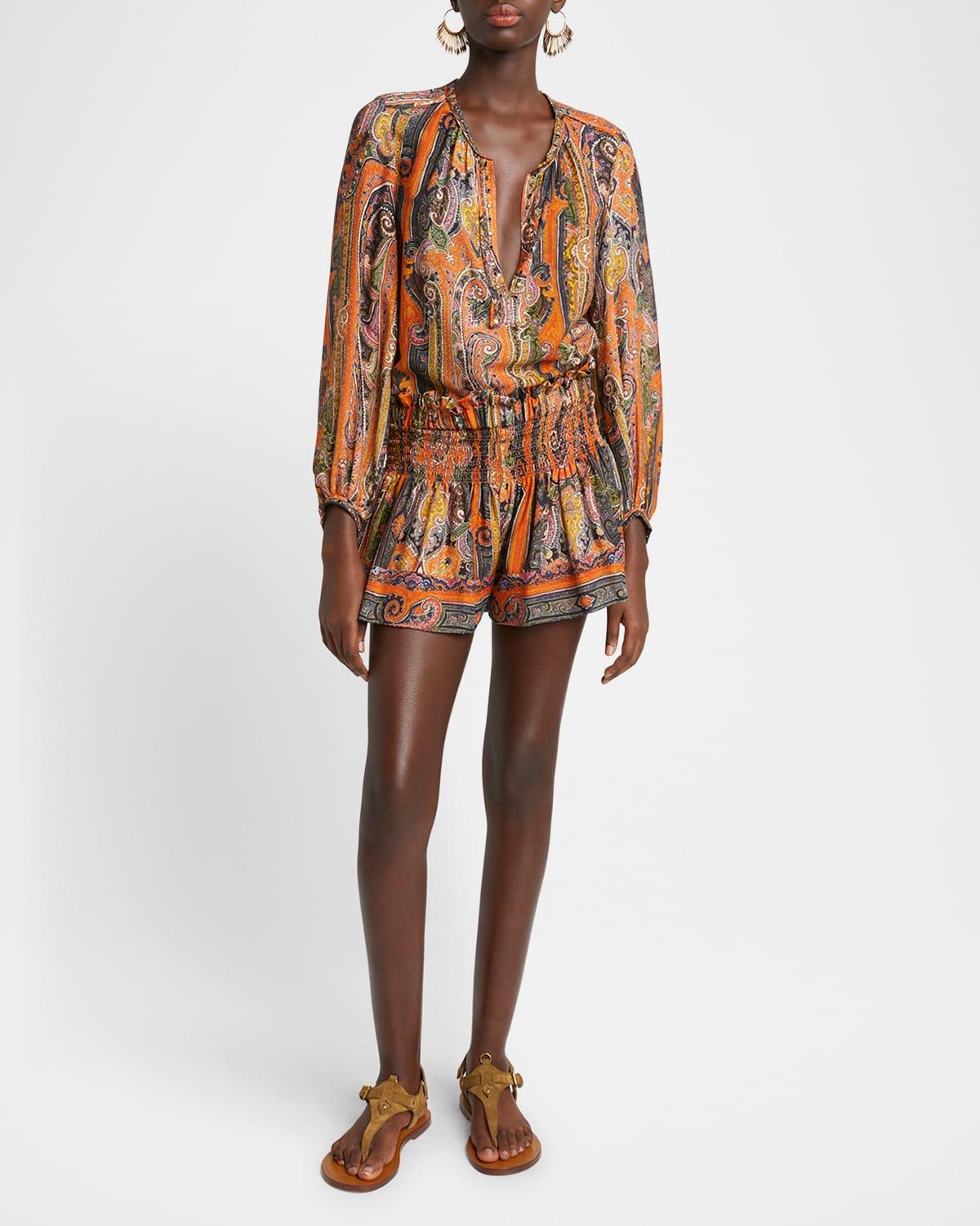 may paisley studded silk top