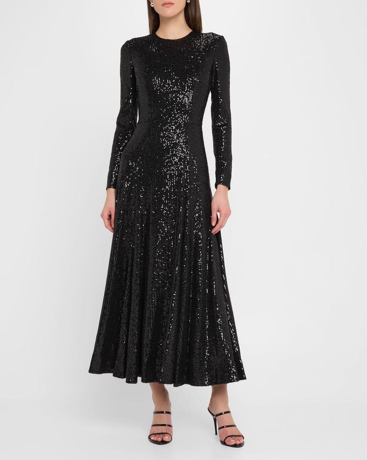 maya a-line sequin midi dress