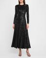 maya a-line sequin midi dress