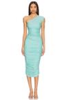 maya one shoulder diamond midi dress