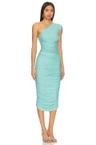 maya one shoulder diamond midi dress