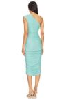 maya one shoulder diamond midi dress
