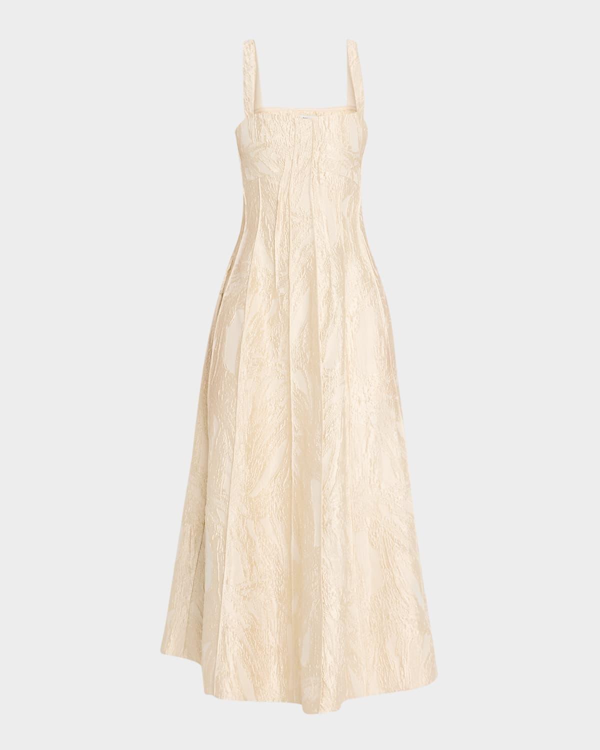 maya pintuck jacquard midi dress