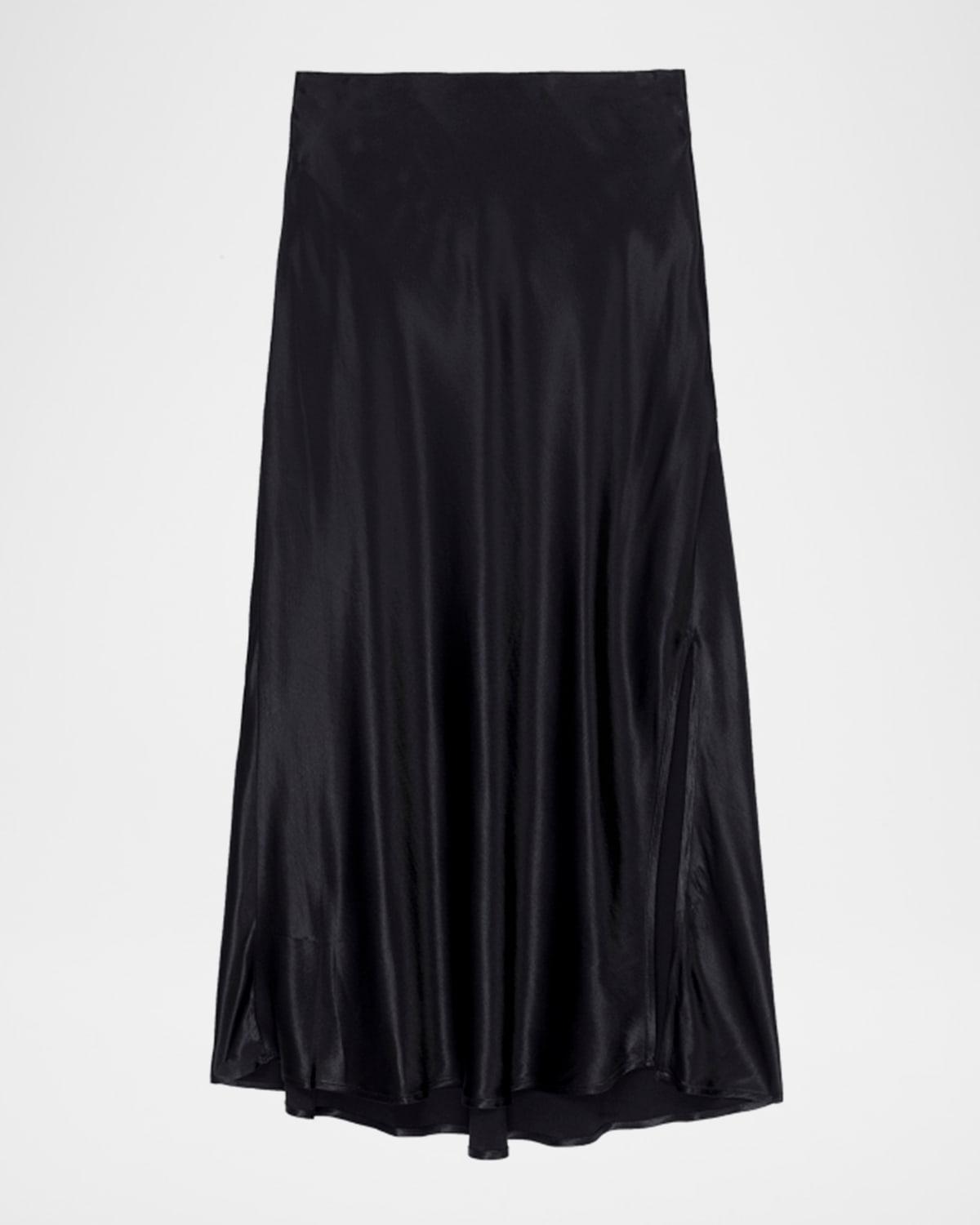 maya satin midi skirt