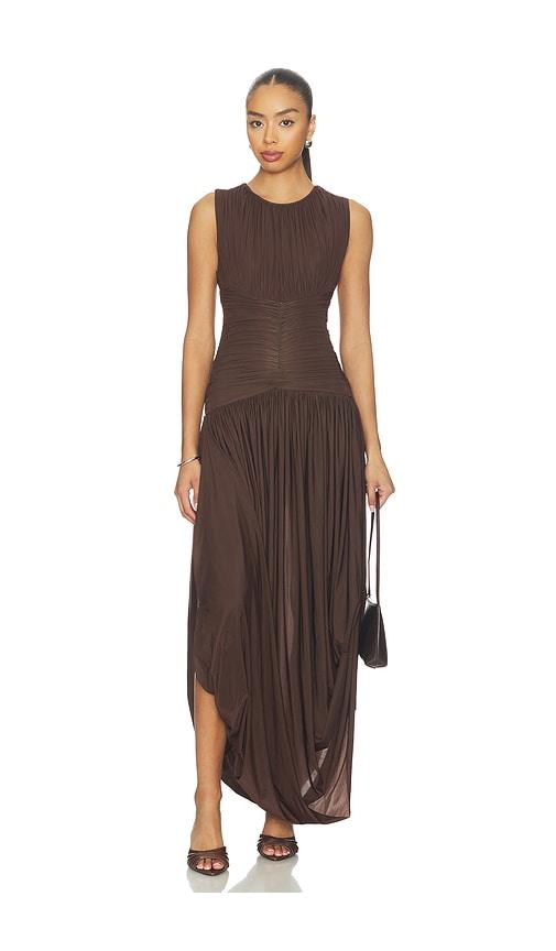 maygel coronel atrio dress in brown.