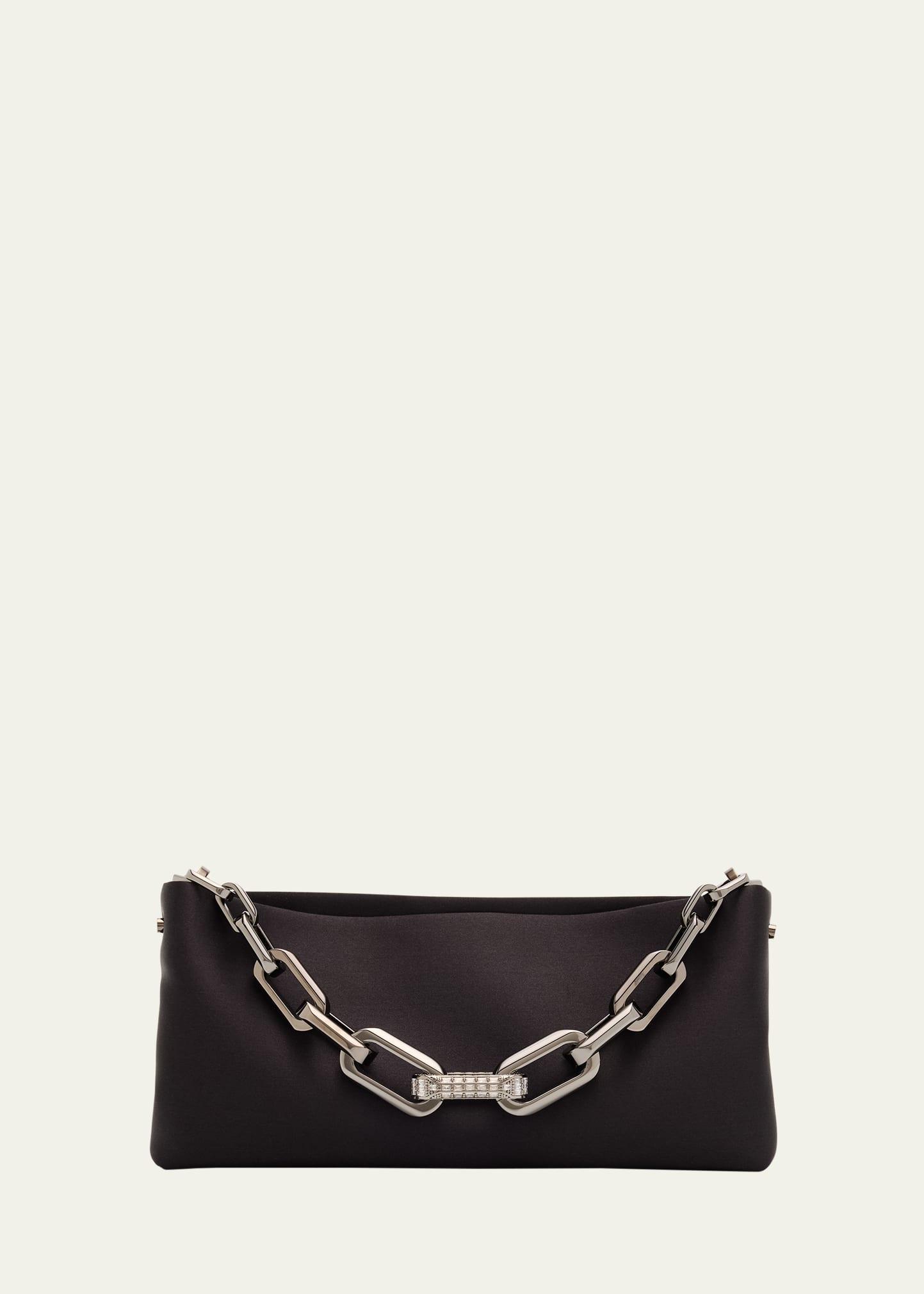 maykimay chain-draped clutch bag in crepe satin