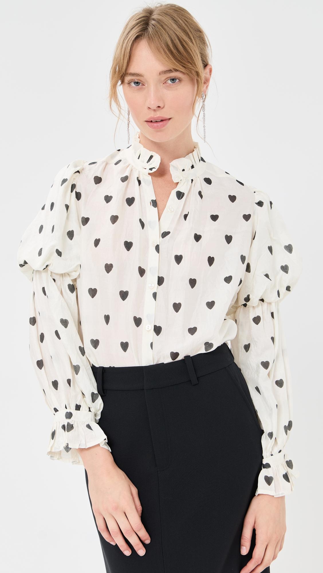 mazie onyx heart silk shirt