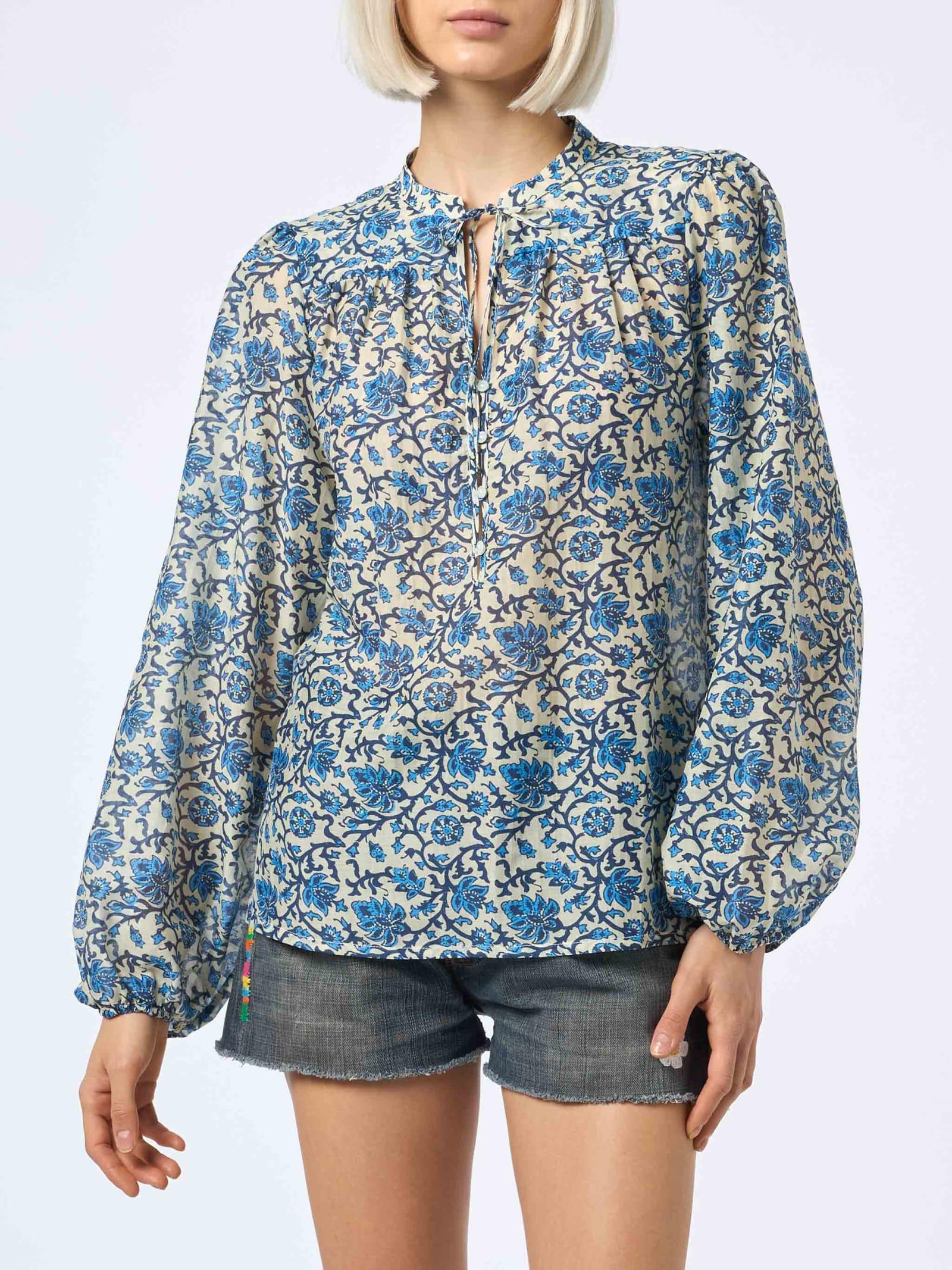 mc2 saint barth ajrakh print silk voile harper blouse