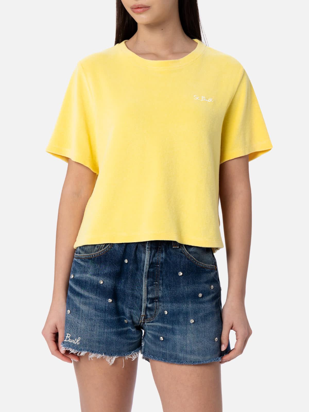mc2 saint barth aleja pale yellow terry cotton t-shirt