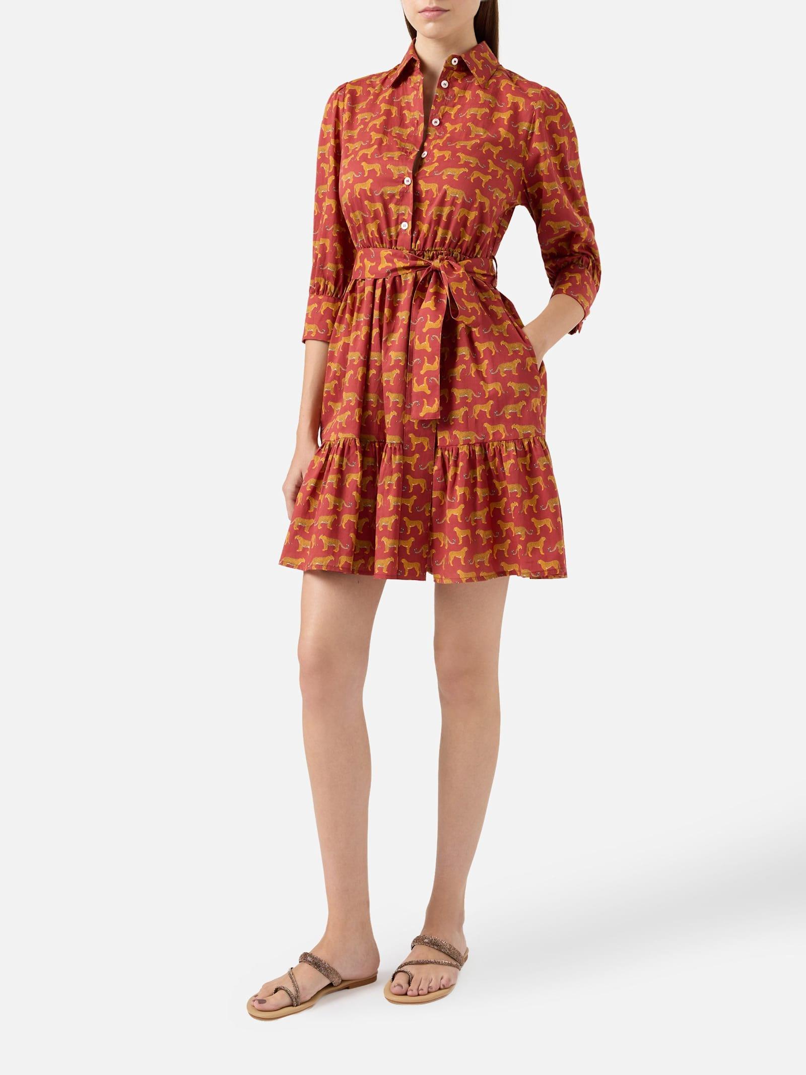 mc2 saint barth animalier print cotton short dress daisi with embroideries