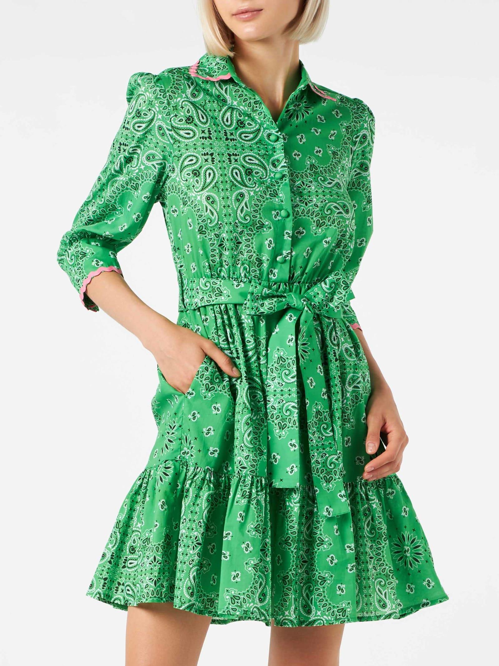 mc2 saint barth bandanna print cotton short dress daisi with embroideries