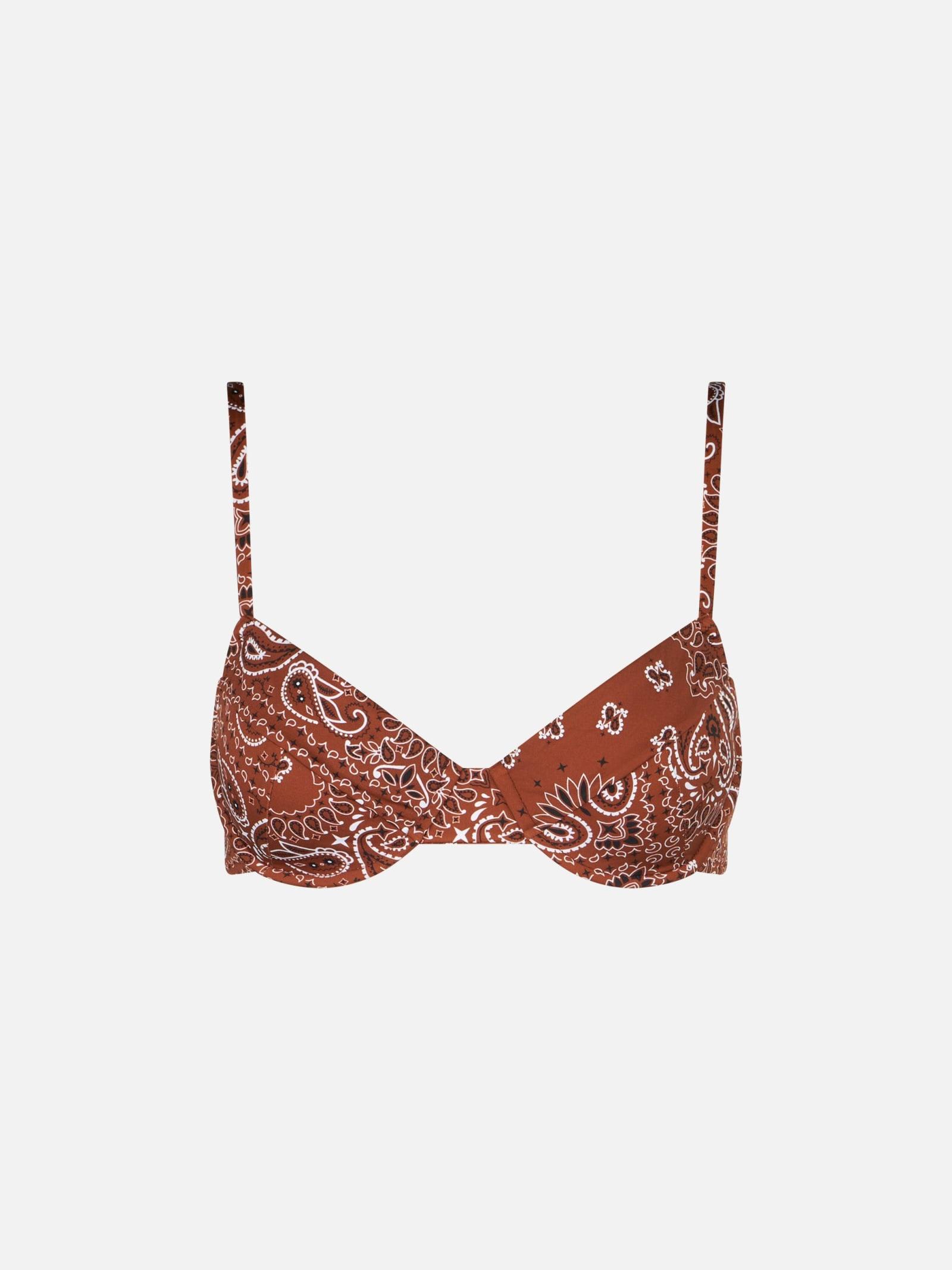 mc2 saint barth brown bandanna print underwired bralette