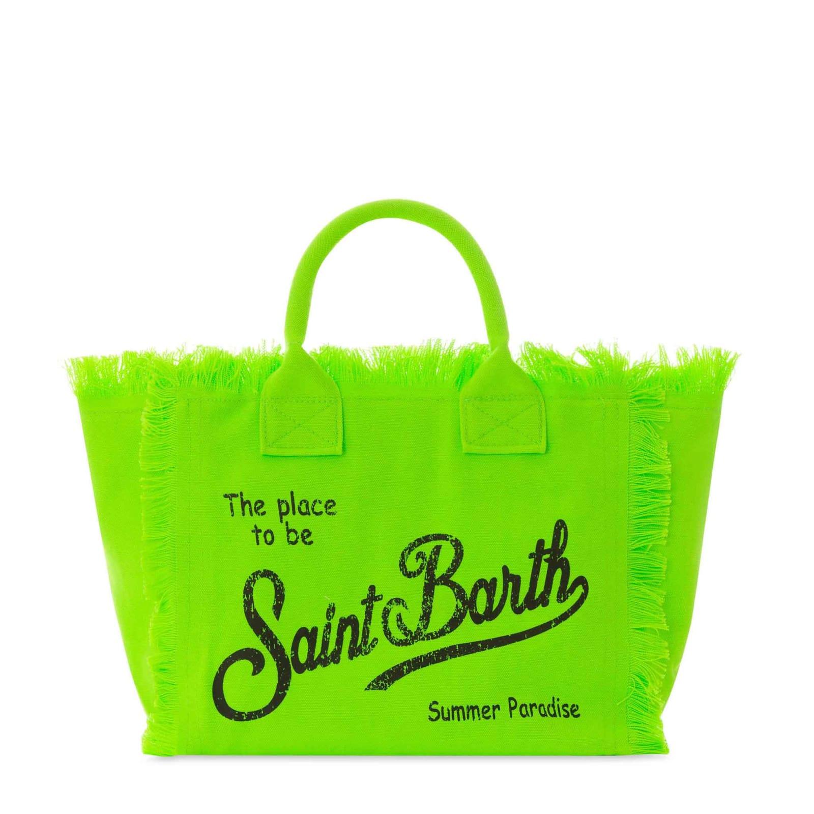 mc2 saint barth colette fluo green cotton canvas bag