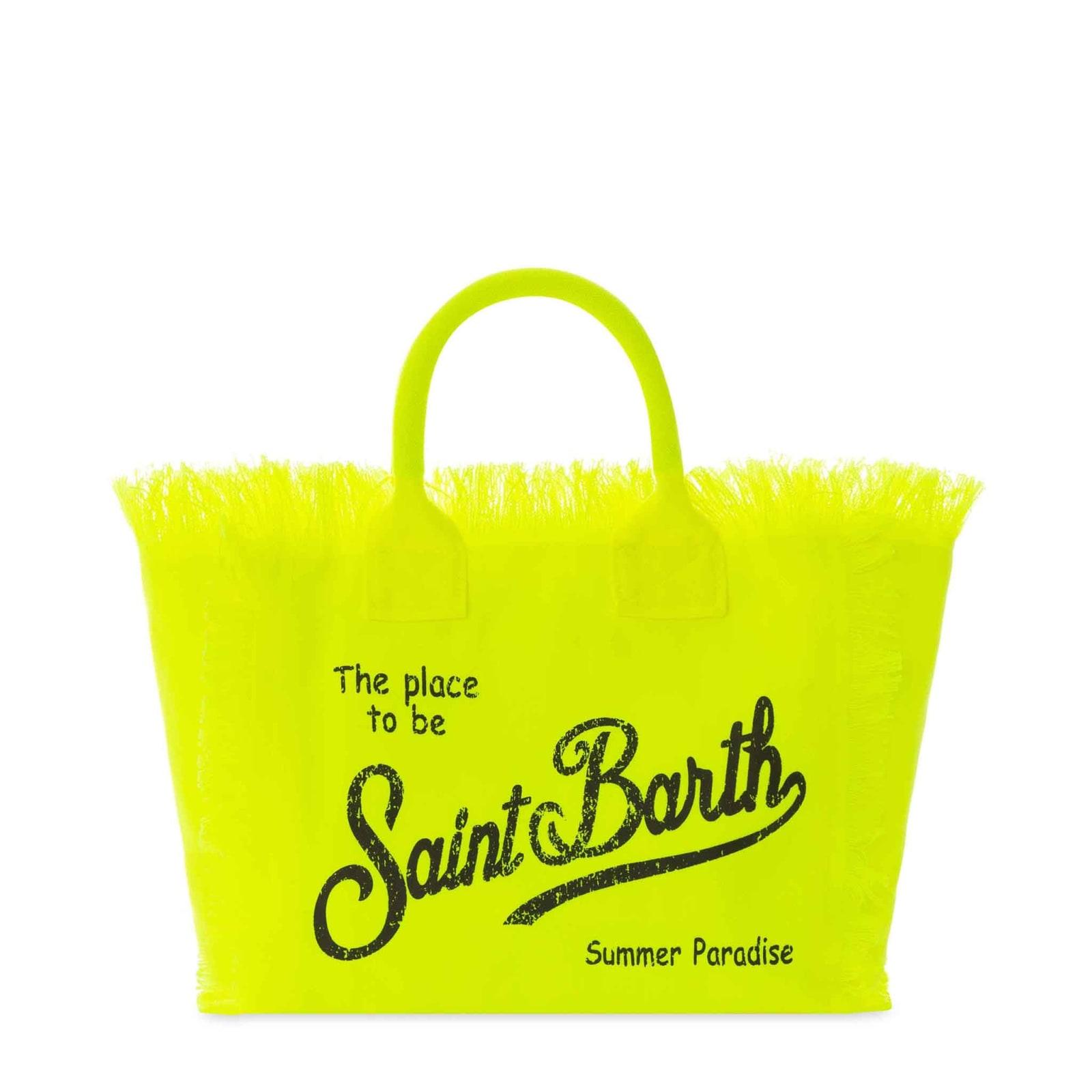 mc2 saint barth colette fluo yellow cotton canvas bag