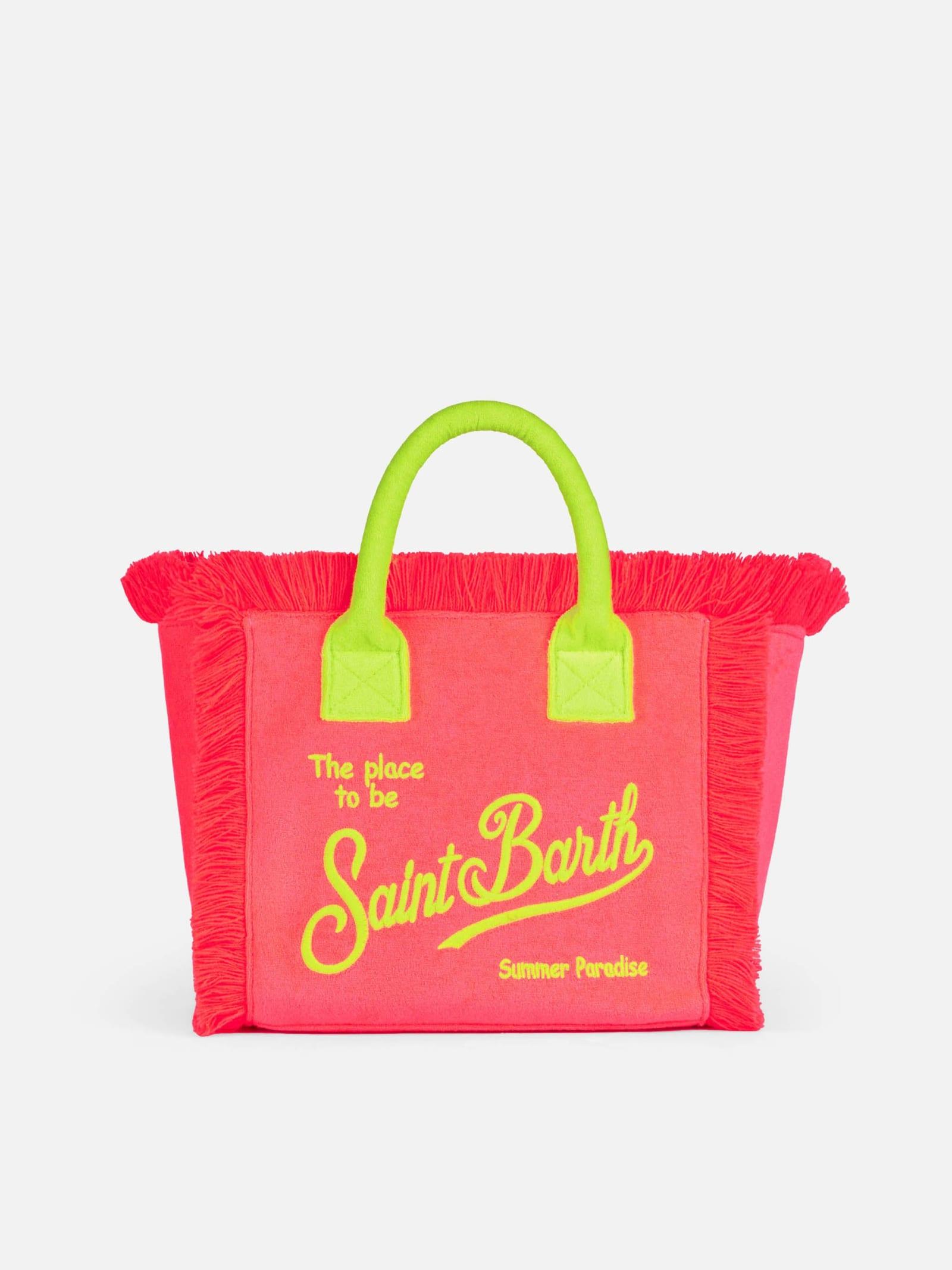 mc2 saint barth colette fuchsia terry handbag with saint barth logo