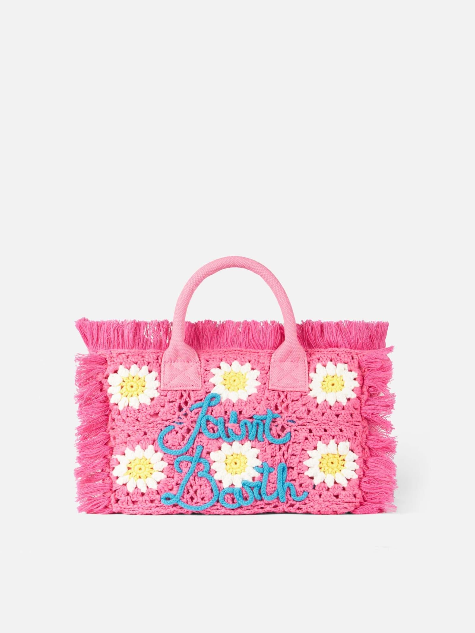 mc2 saint barth colette handbag with crochet flower patches