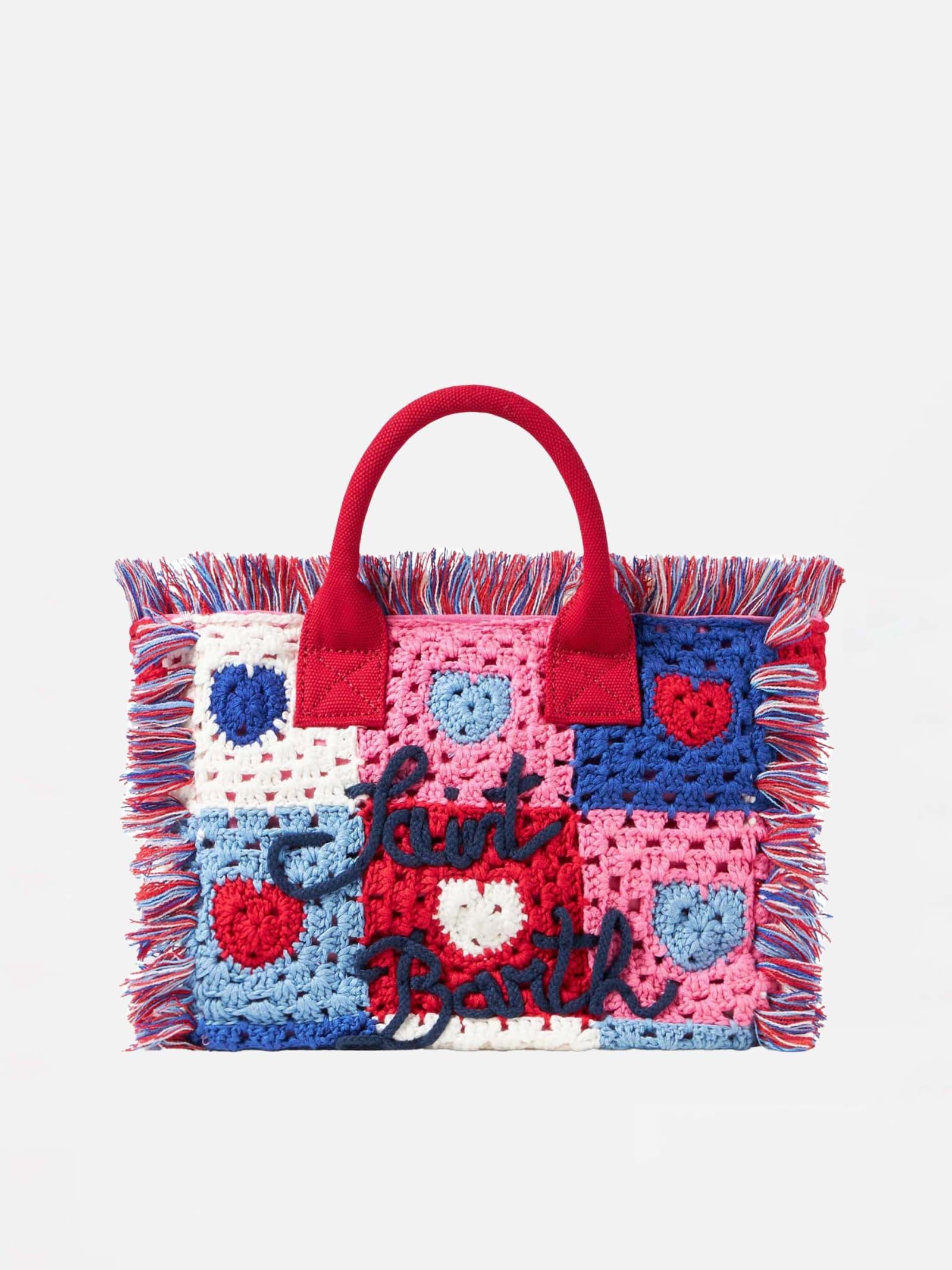 mc2 saint barth colette handbag with crochet heart patches