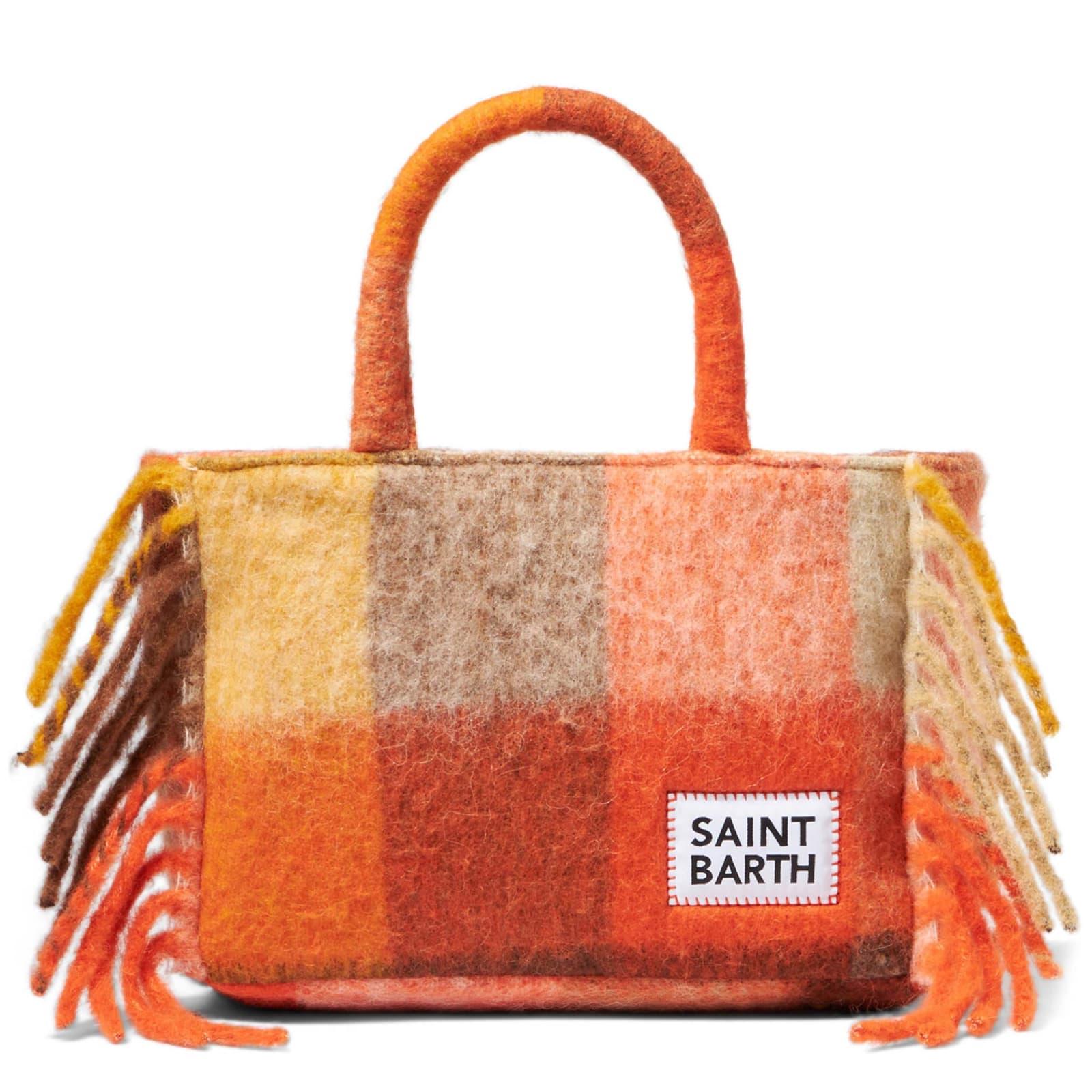 mc2 saint barth colette handbag with multicolor check and fringes