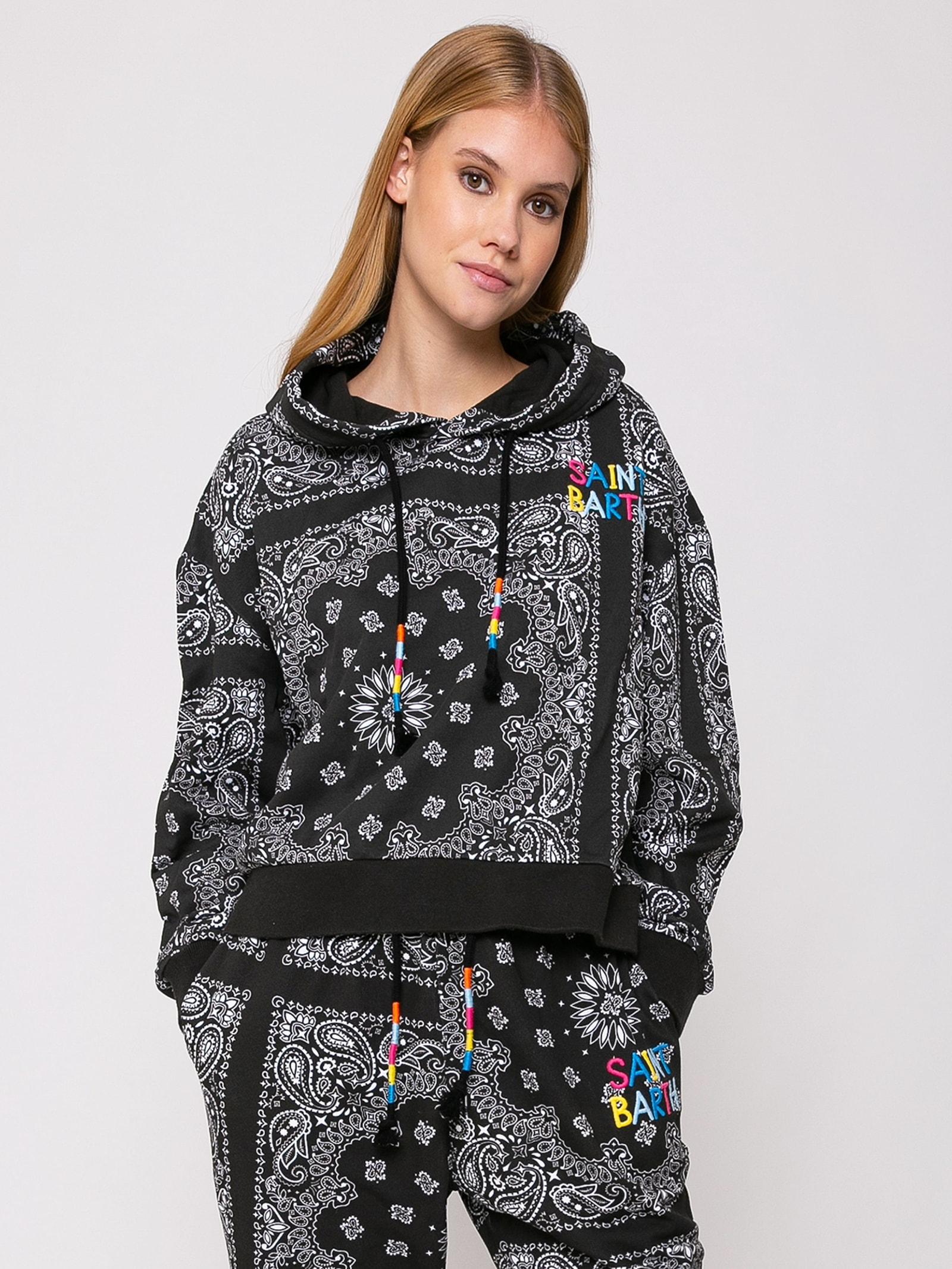 mc2 saint barth cotton bandanna hoodie with saint barth embroidery