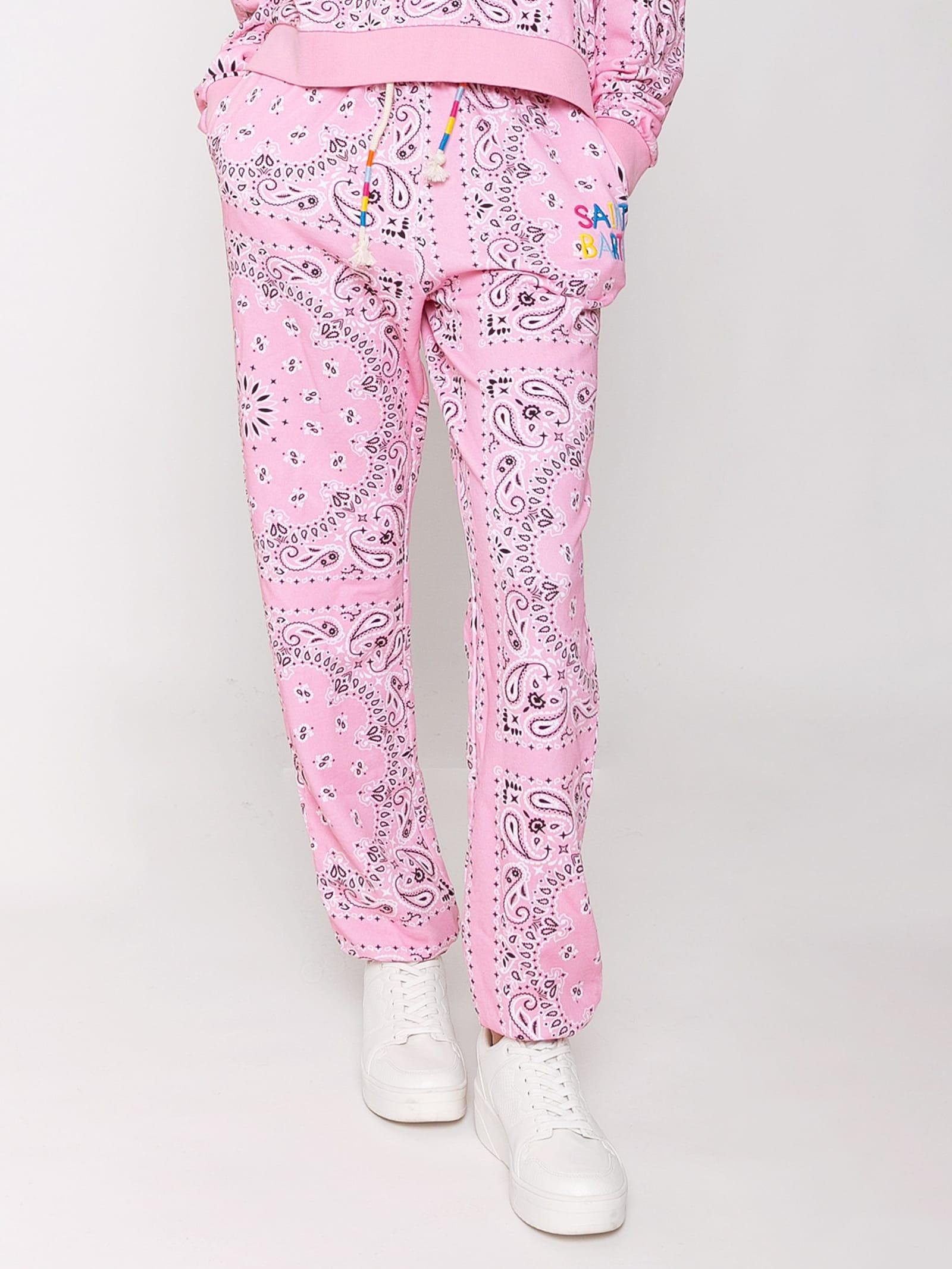 mc2 saint barth cotton bandanna joggers with saint barth embroidery