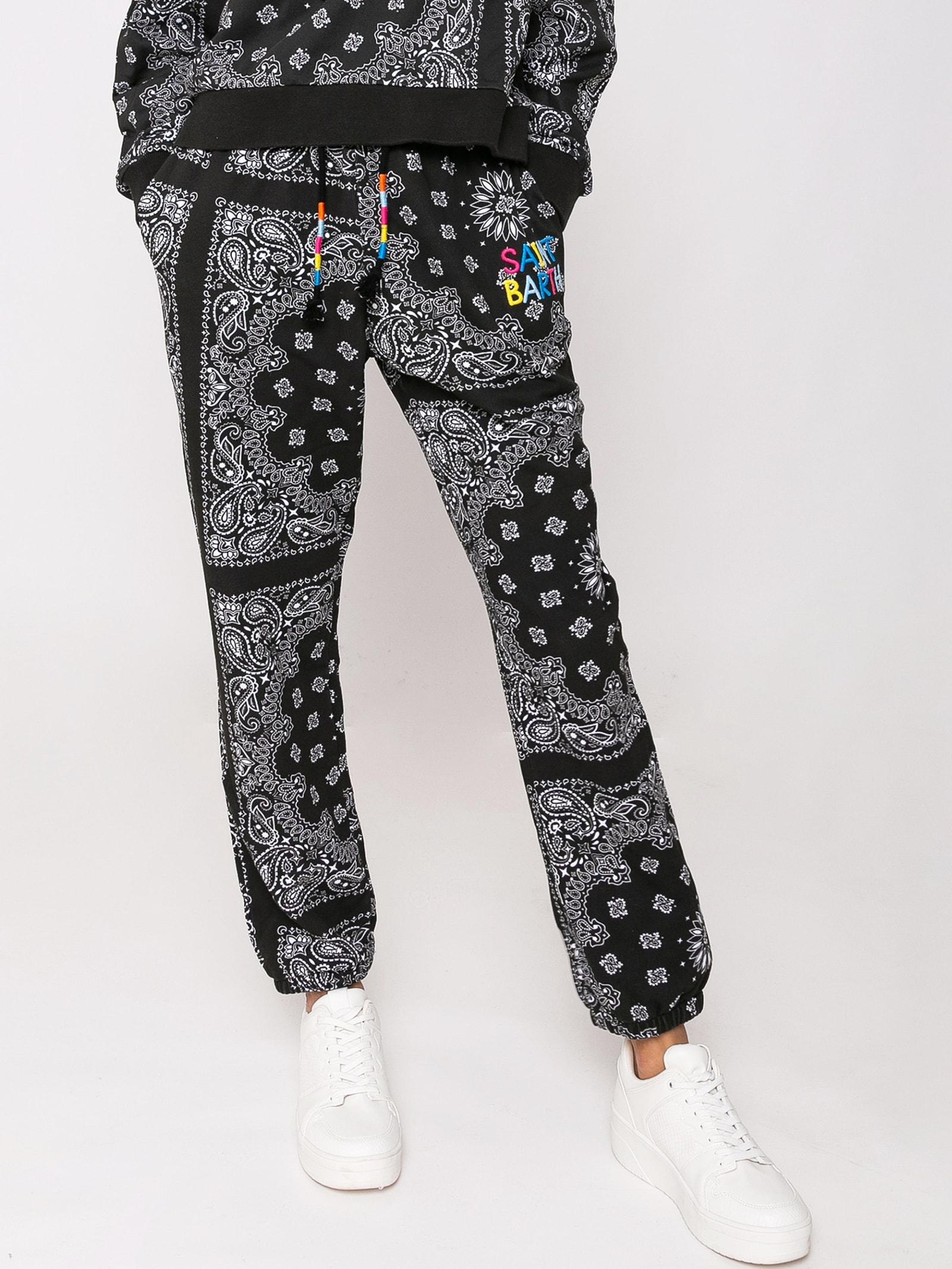 mc2 saint barth cotton bandanna joggers with saint barth embroidery