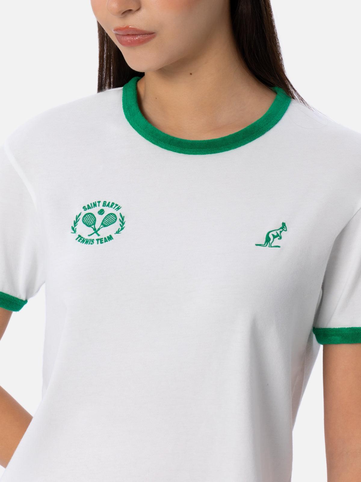 mc2 saint barth cotton jersey crewneck t-shirt priscilla with terry piping australian brand special edition