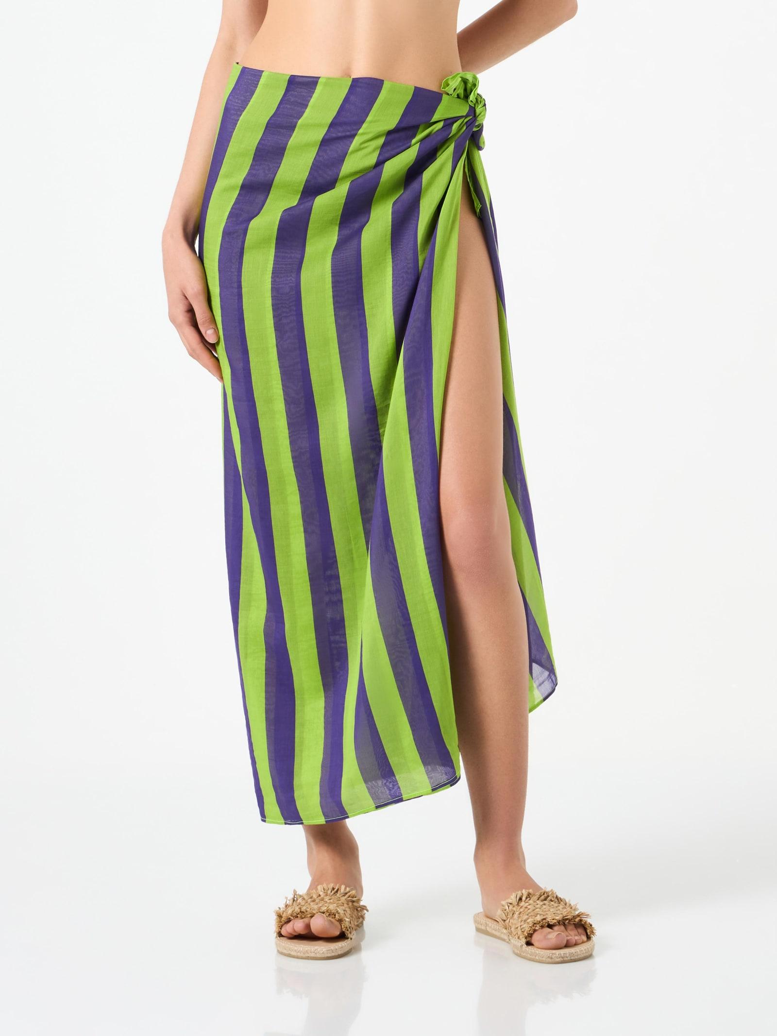 mc2 saint barth cotton pareo with striped print