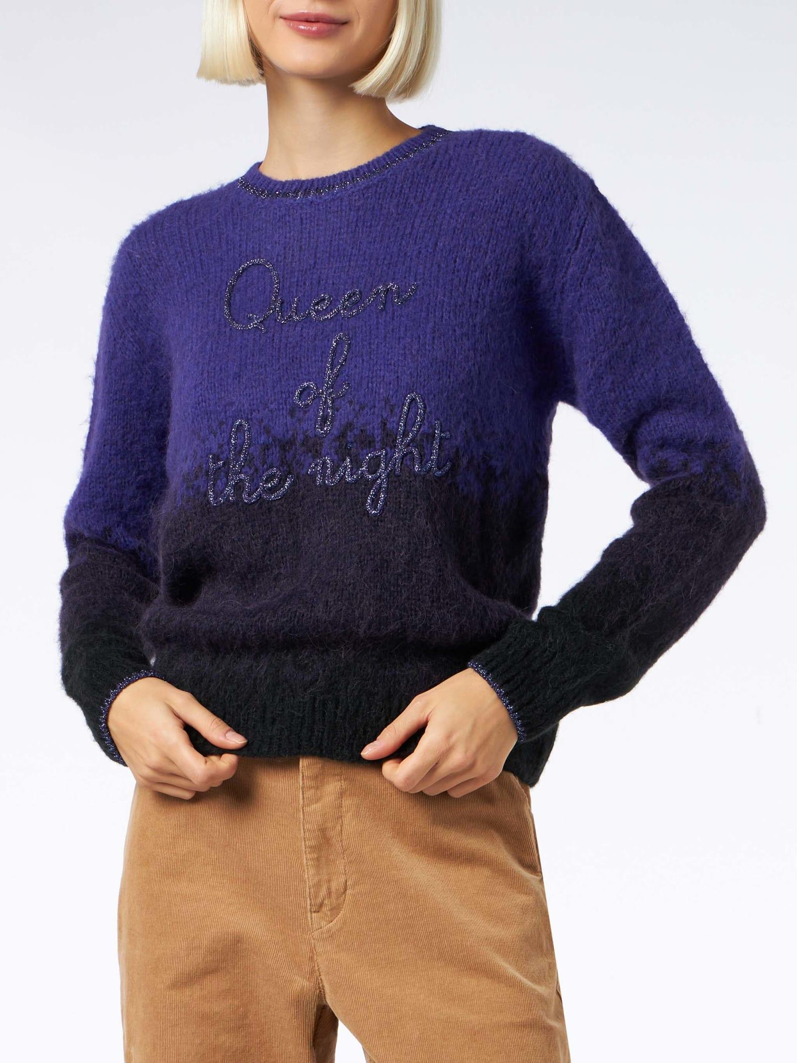 mc2 saint barth crewneck soft sweater with queen of the night embroidery