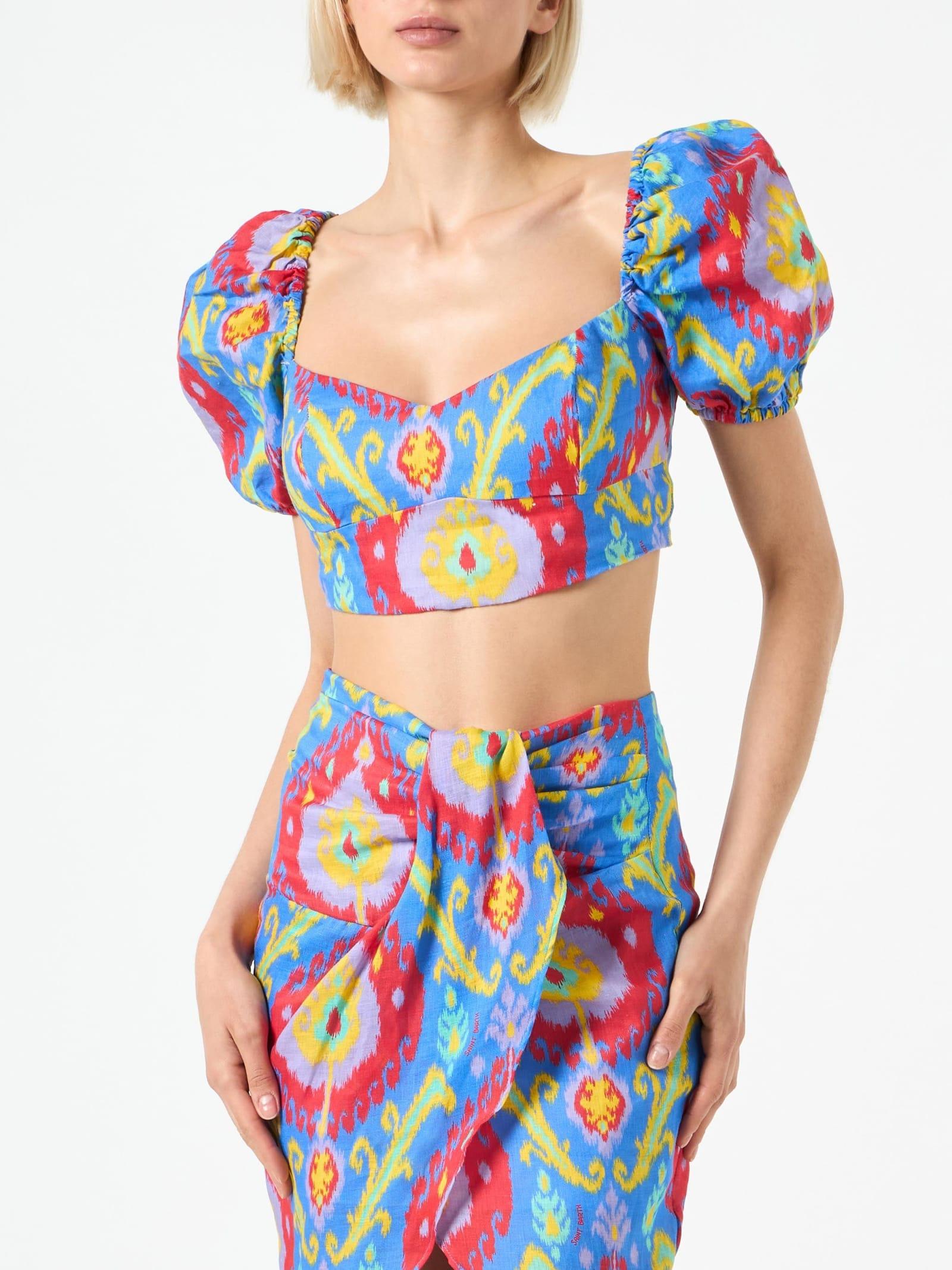 mc2 saint barth crop top with ikat print