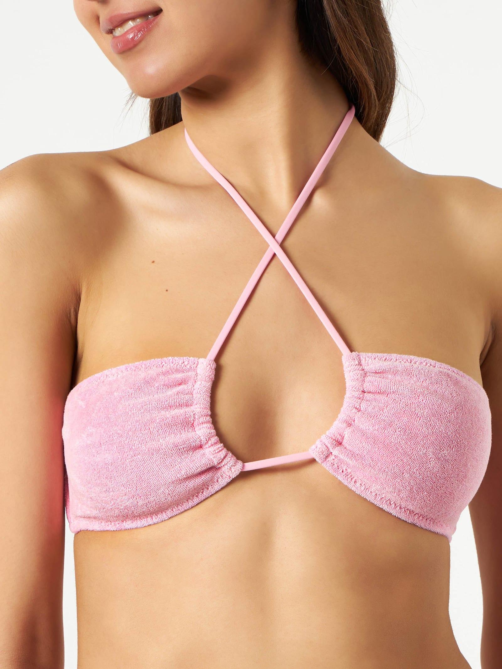 mc2 saint barth dahlia pink terry bandeau bikini top