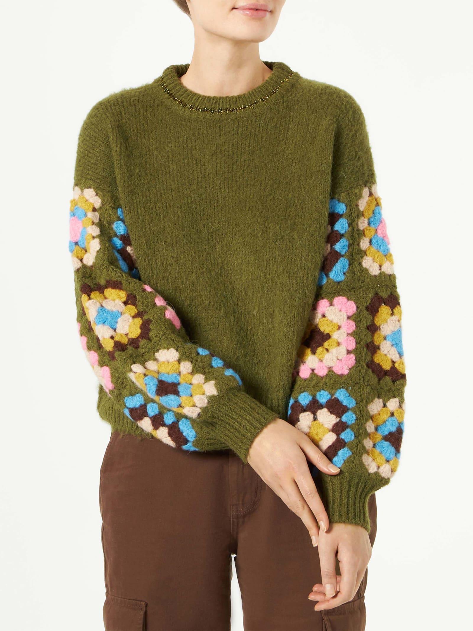 mc2 saint barth danya soft crochet green sweater
