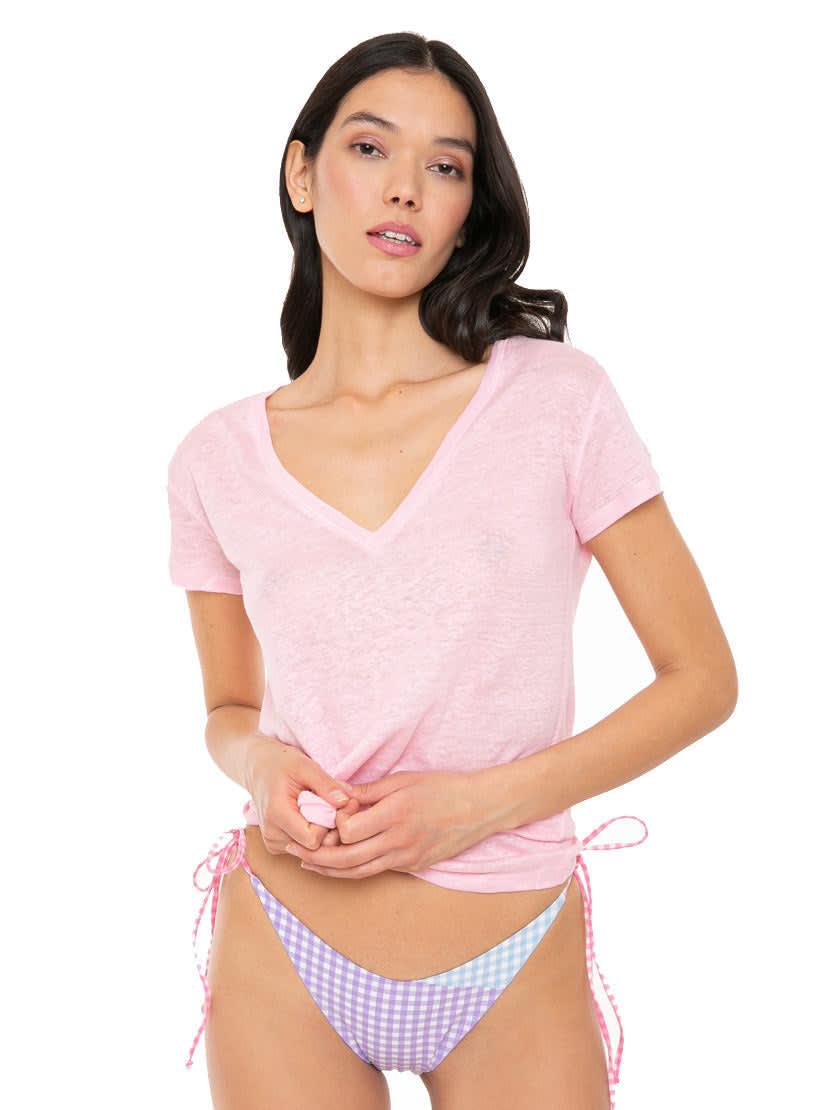 mc2 saint barth eloise pink linen t-shirt