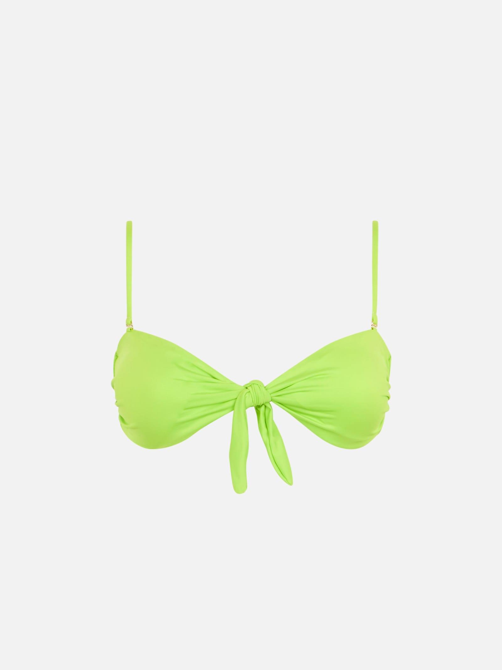 mc2 saint barth front knot acid green bandeau top