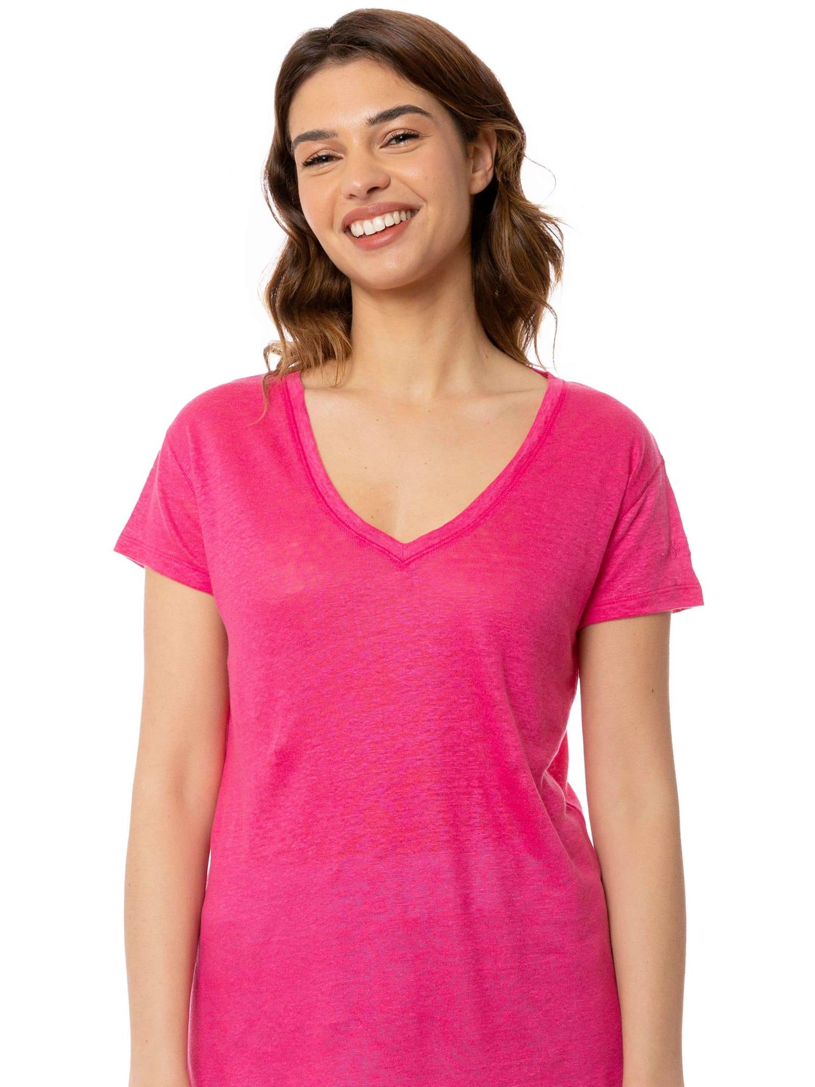 mc2 saint barth fuchsia eloise linen t-shirt