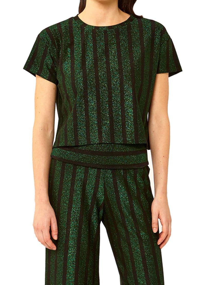 mc2 saint barth glitter striped knitted top