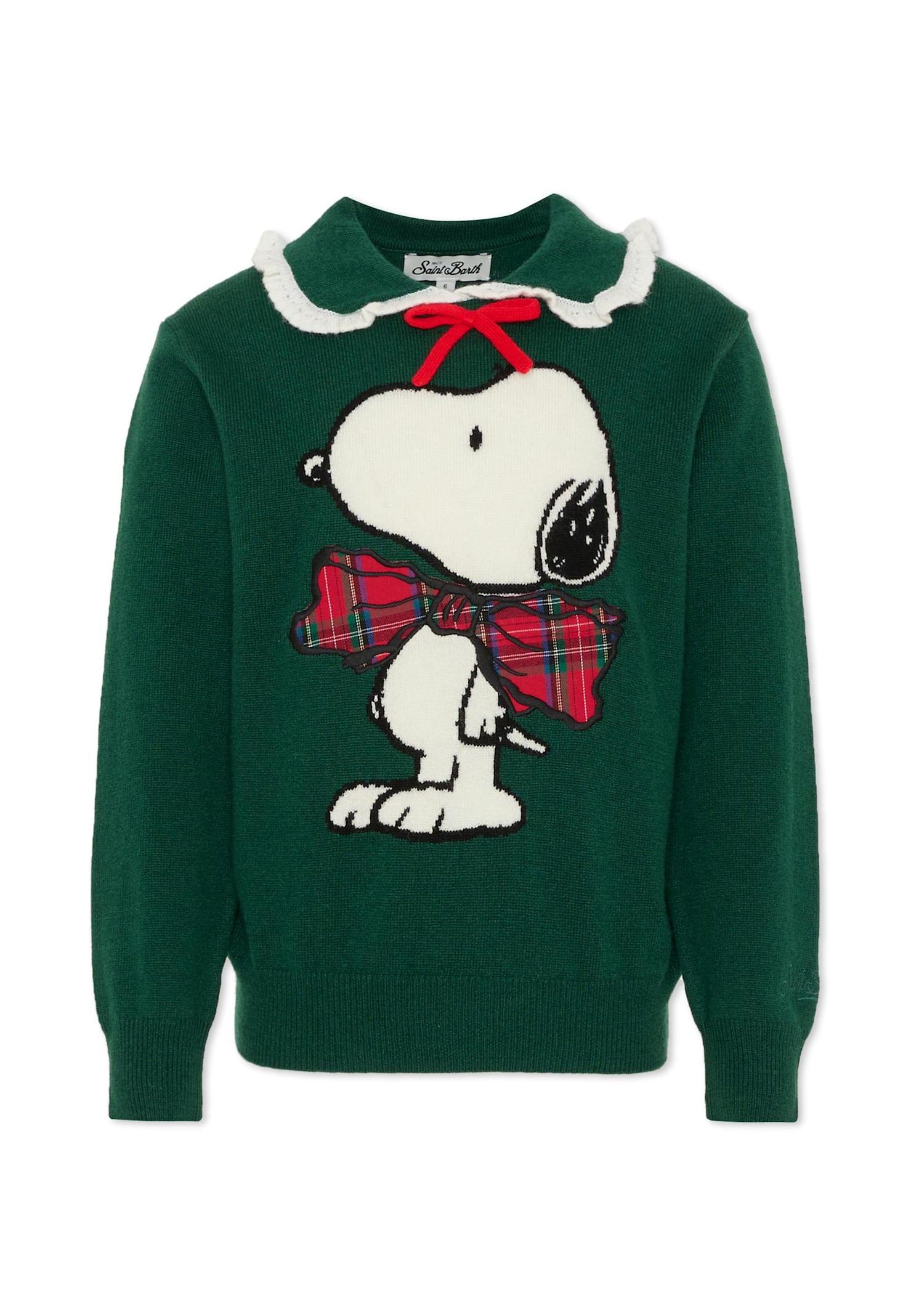 mc2 saint barth green sweater for girl with snoopy