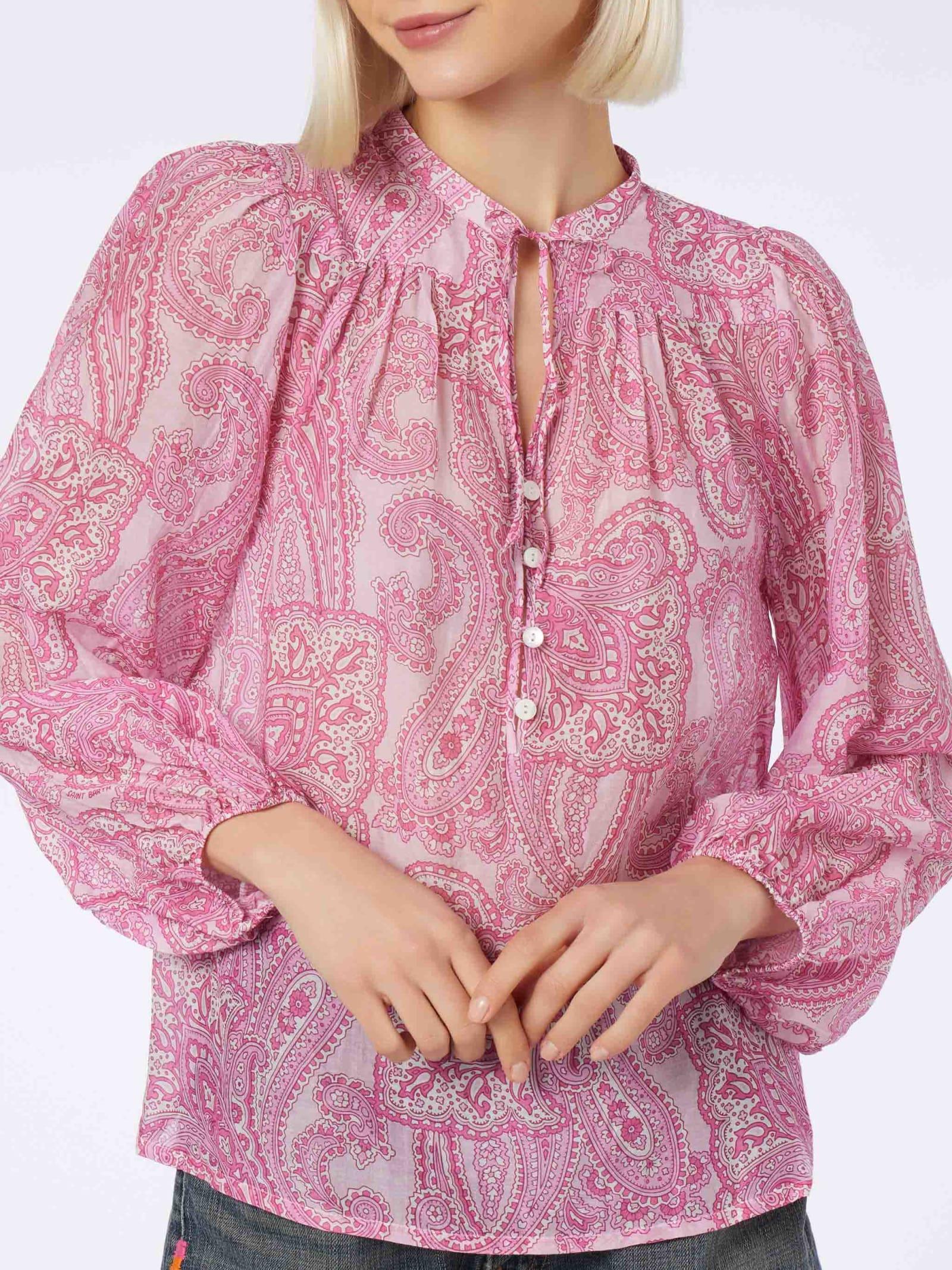 mc2 saint barth harper silk voile blouse with paisley print