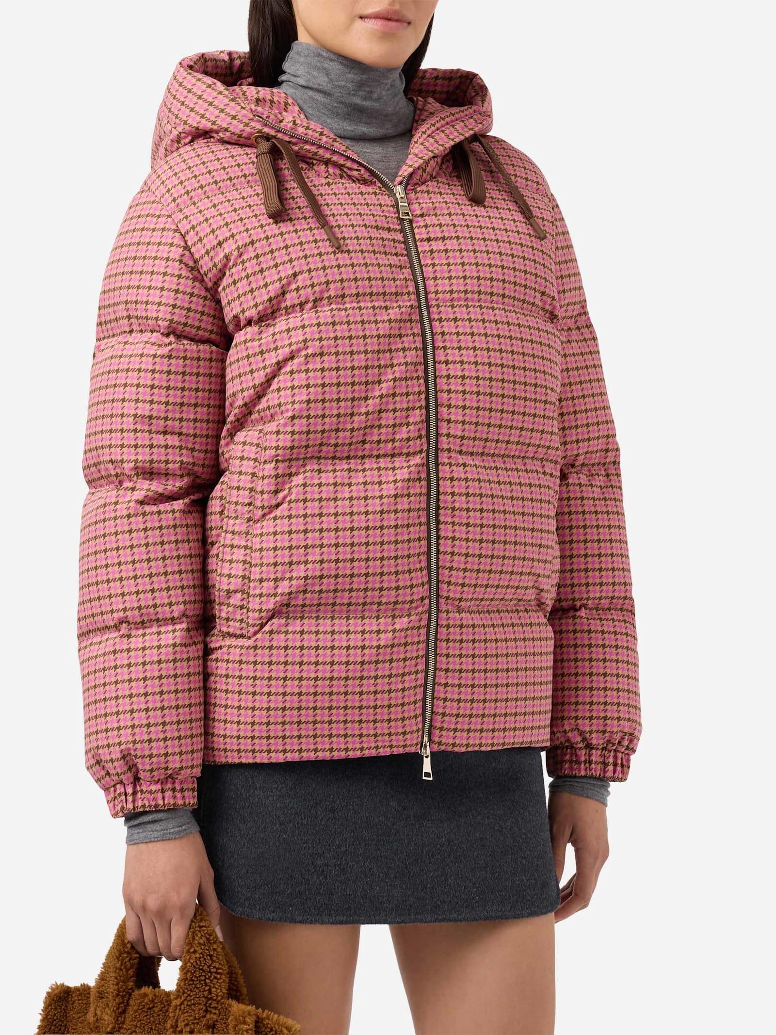 mc2 saint barth hooded down padded jacket geneve with pied de poul print