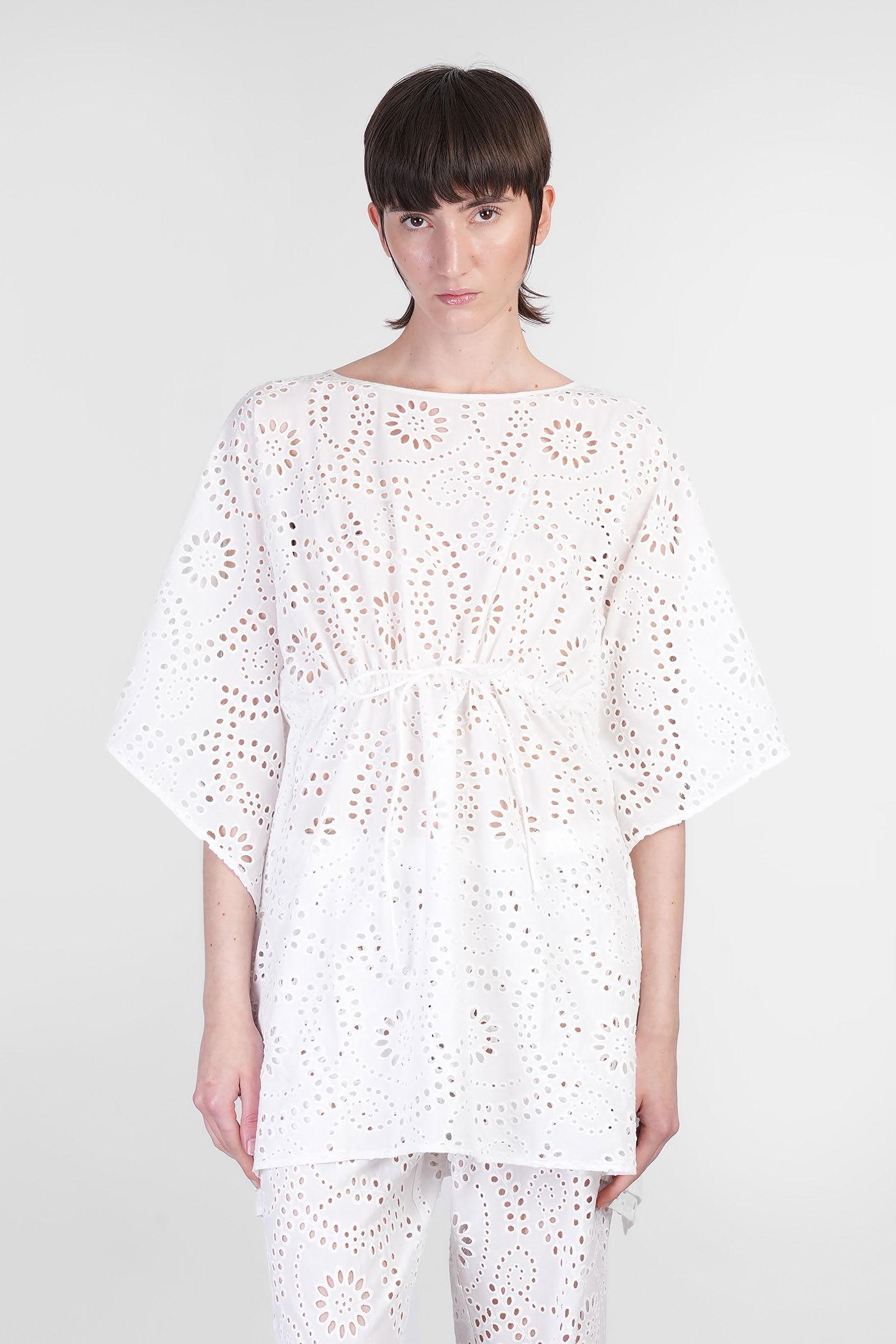 mc2 saint barth iria blouse in white cotton