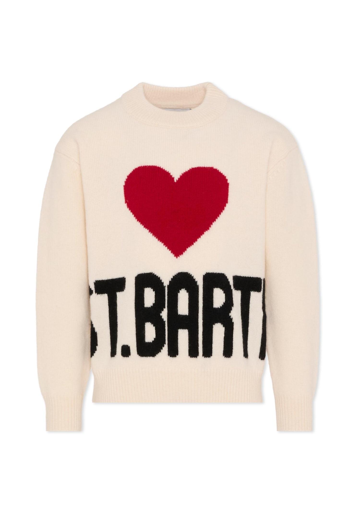 mc2 saint barth ivory sweater for girl with writing