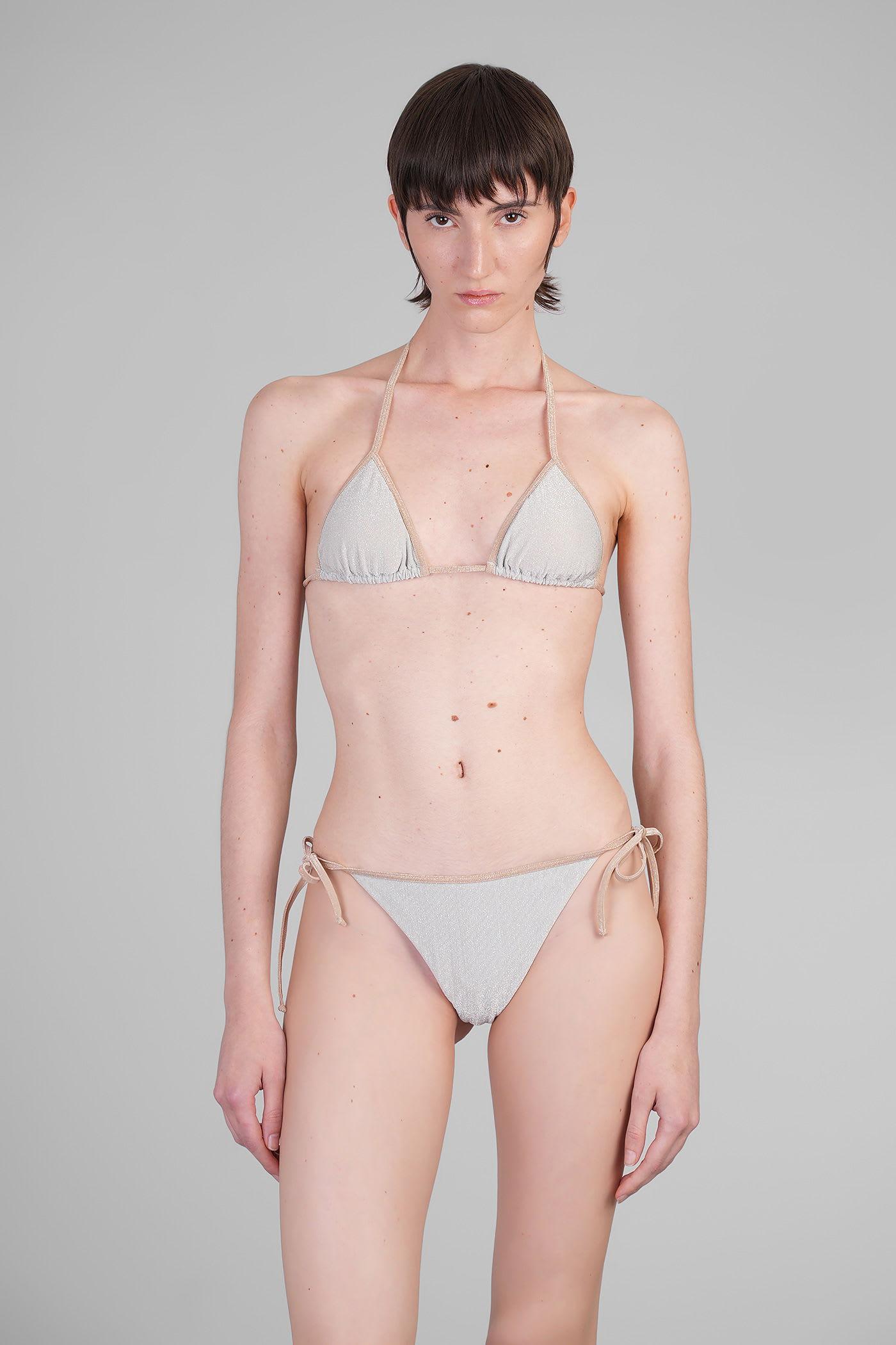 mc2 saint barth leah string beachwear in silver viscose