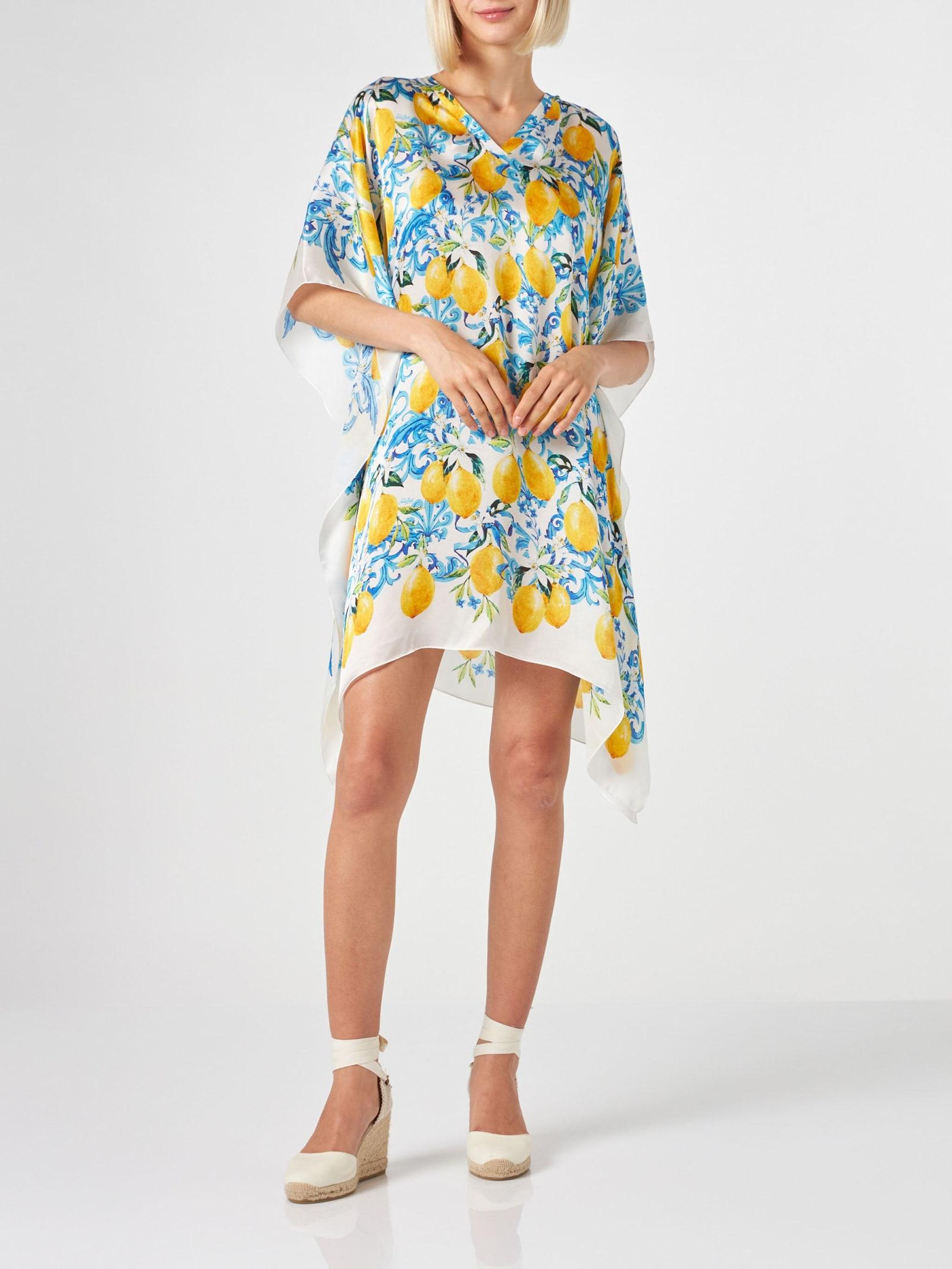 mc2 saint barth lemons and maiolica print silk caftan