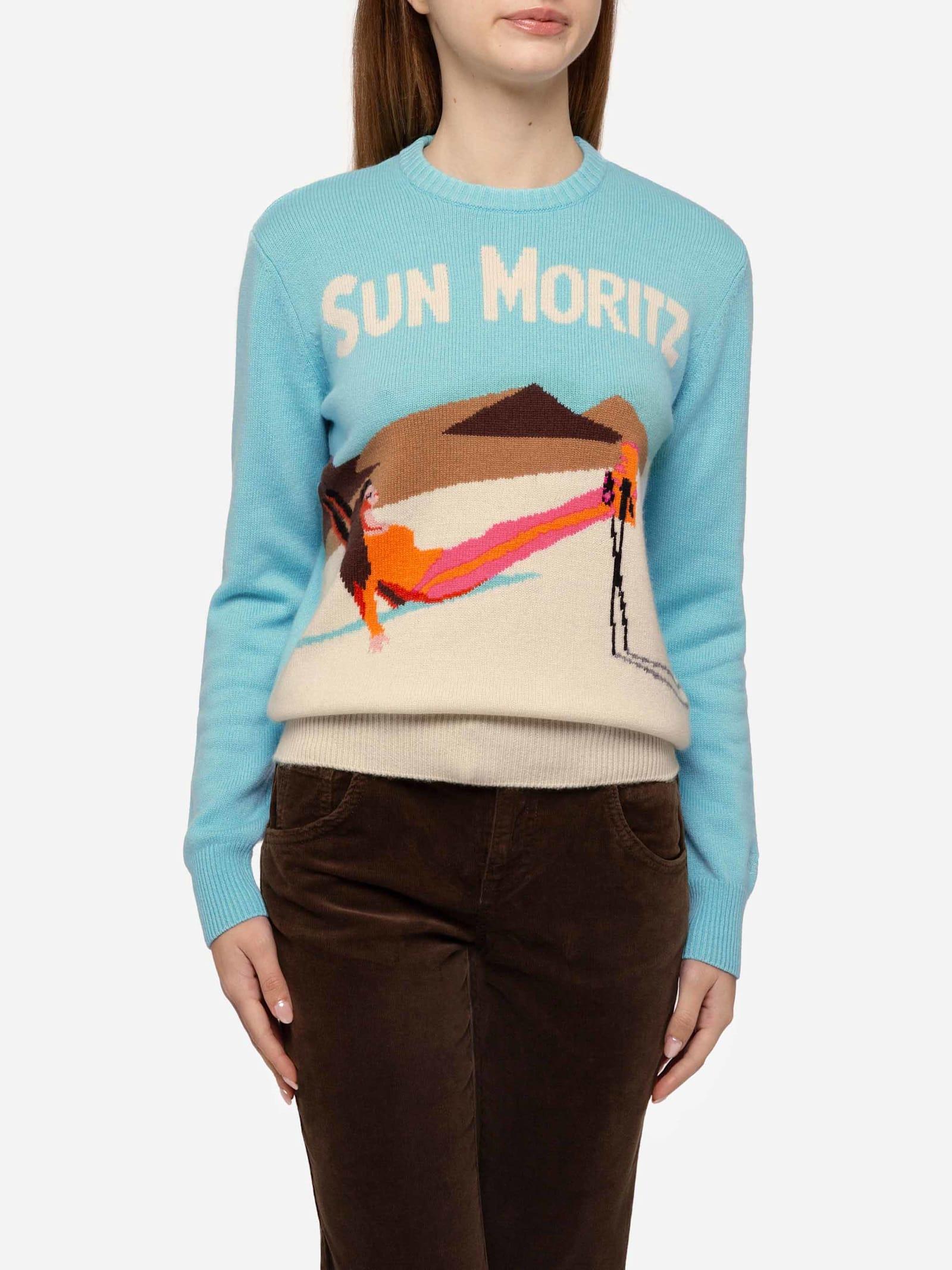 mc2 saint barth light blue sweater new queen with sun moritz postcard jacquard