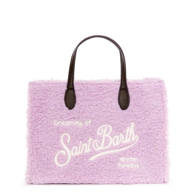 mc2 saint barth lilac sherpa fabric vivian handbag