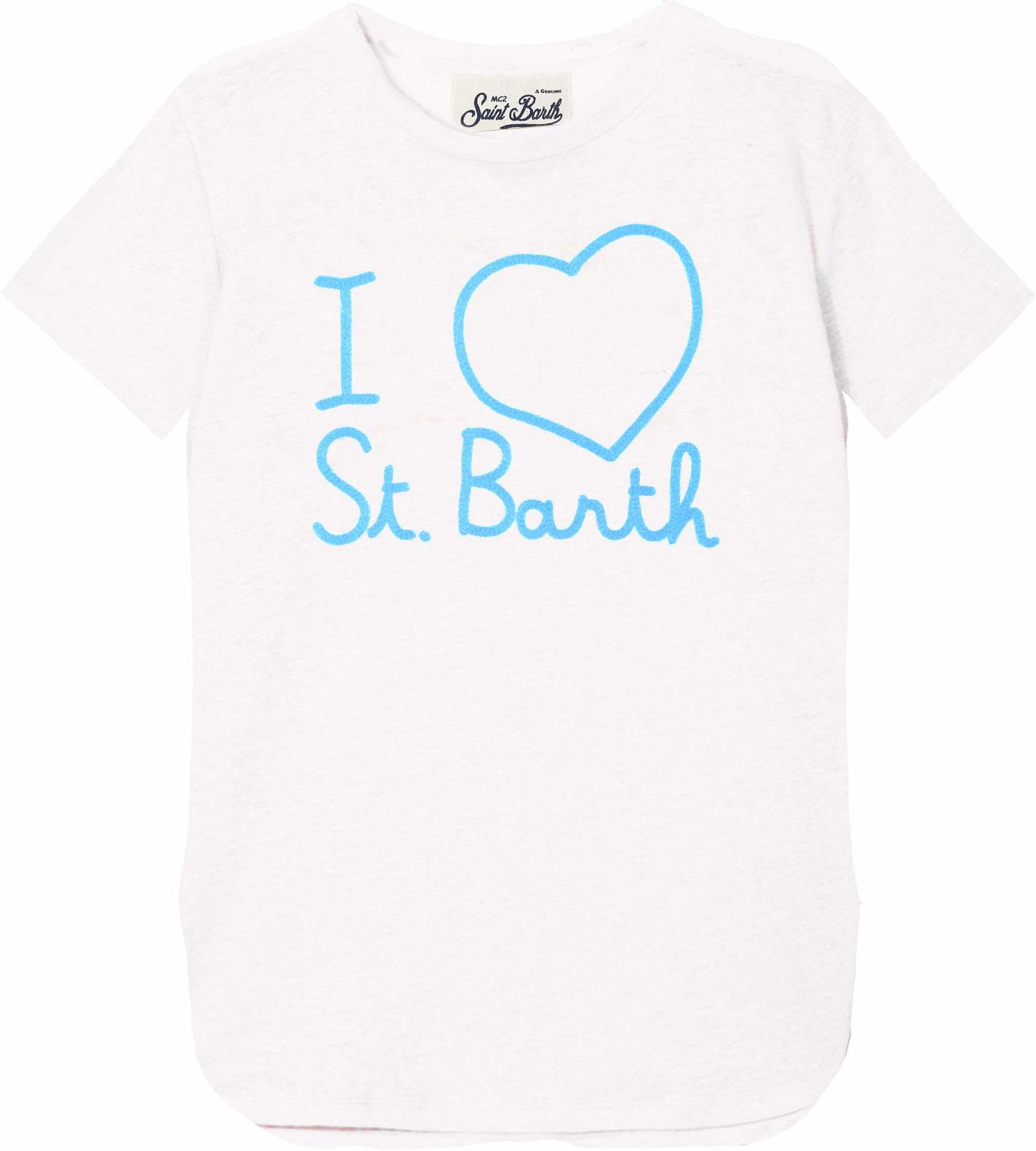 mc2 saint barth linen t-shirt with love st. barth embroidery
