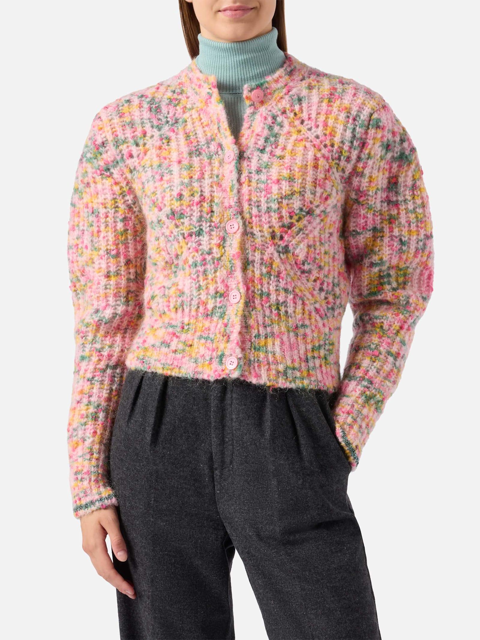 mc2 saint barth mabelle multicolor mouliné yarn cardigan