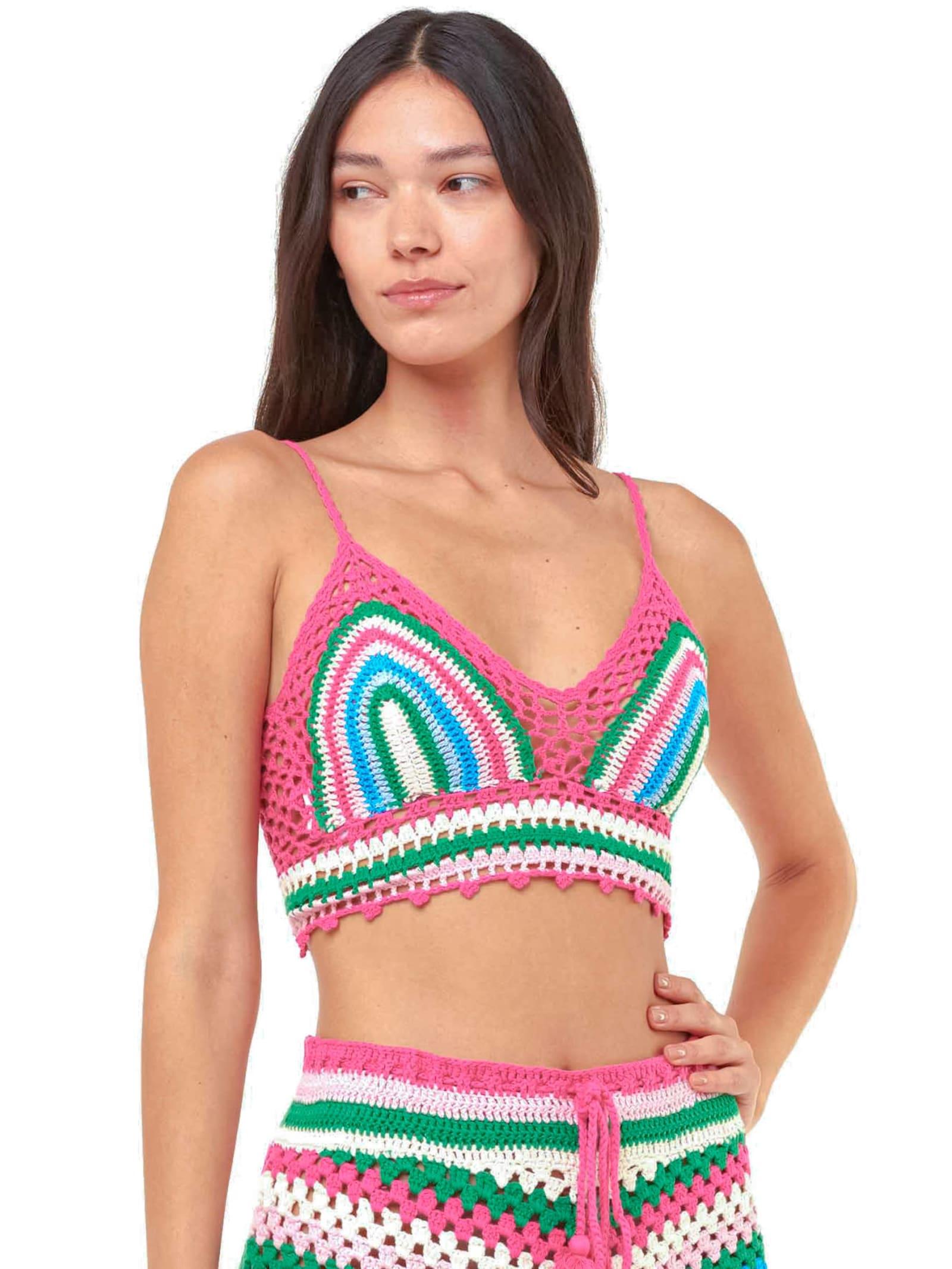 mc2 saint barth multicolor crochet top