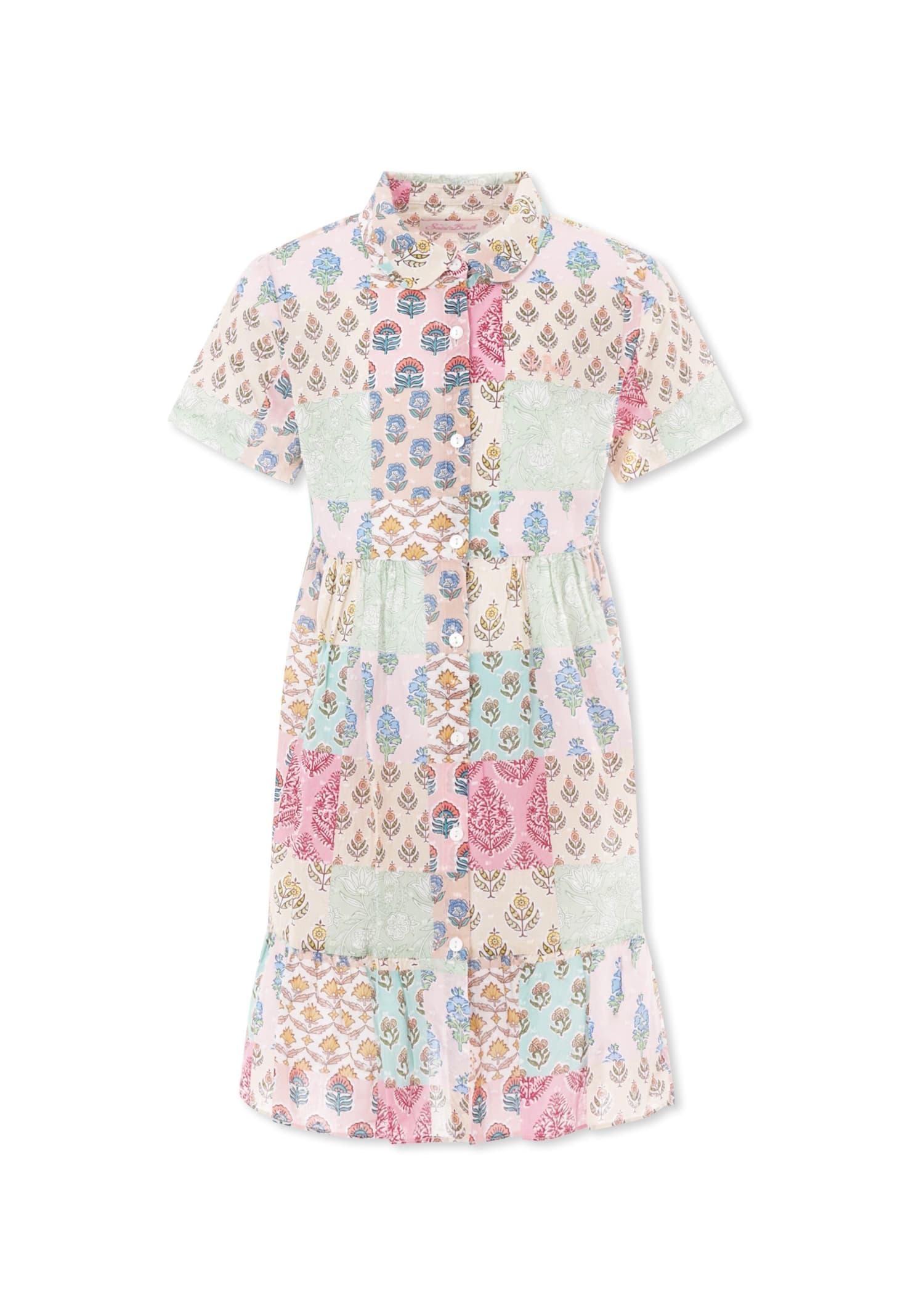 mc2 saint barth multicolor dress for girl with patchwork print