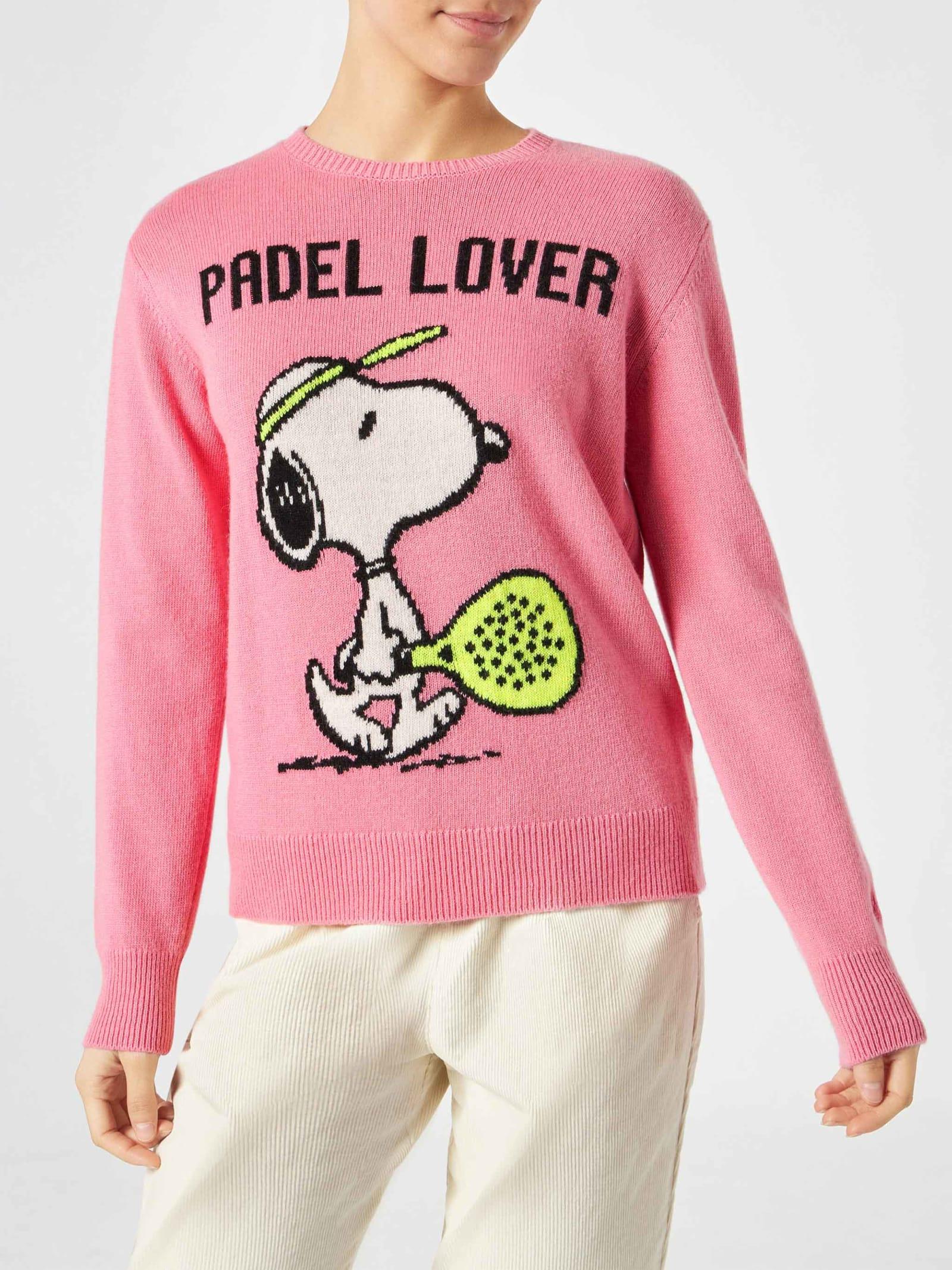 mc2 saint barth new queen pink sweater with snoopy padel lover print special edition